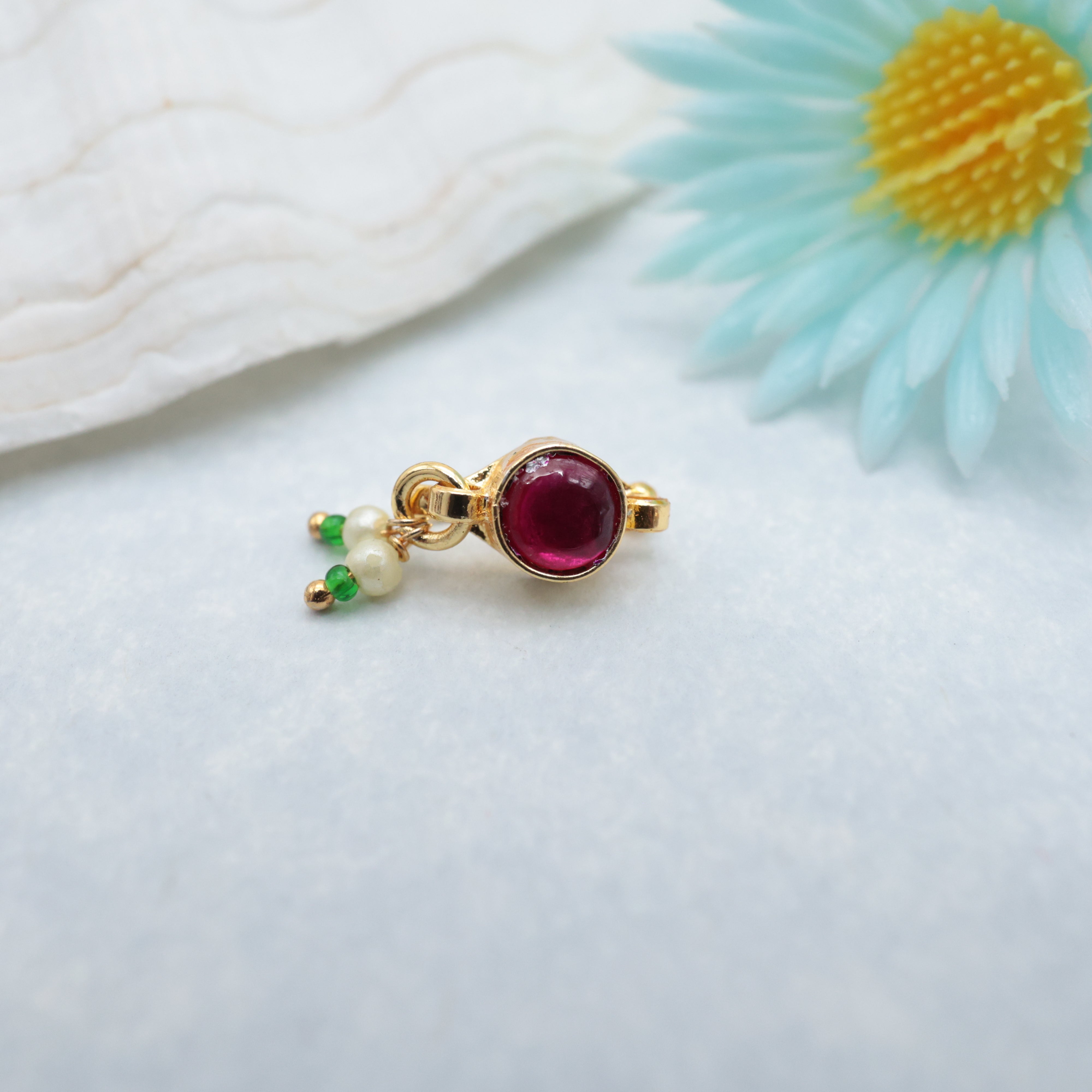 PREMIUM PACHI KUNDAN DOT CLIP ON NOSE PIN - KUNDAN BRIDAL NOSEPIN