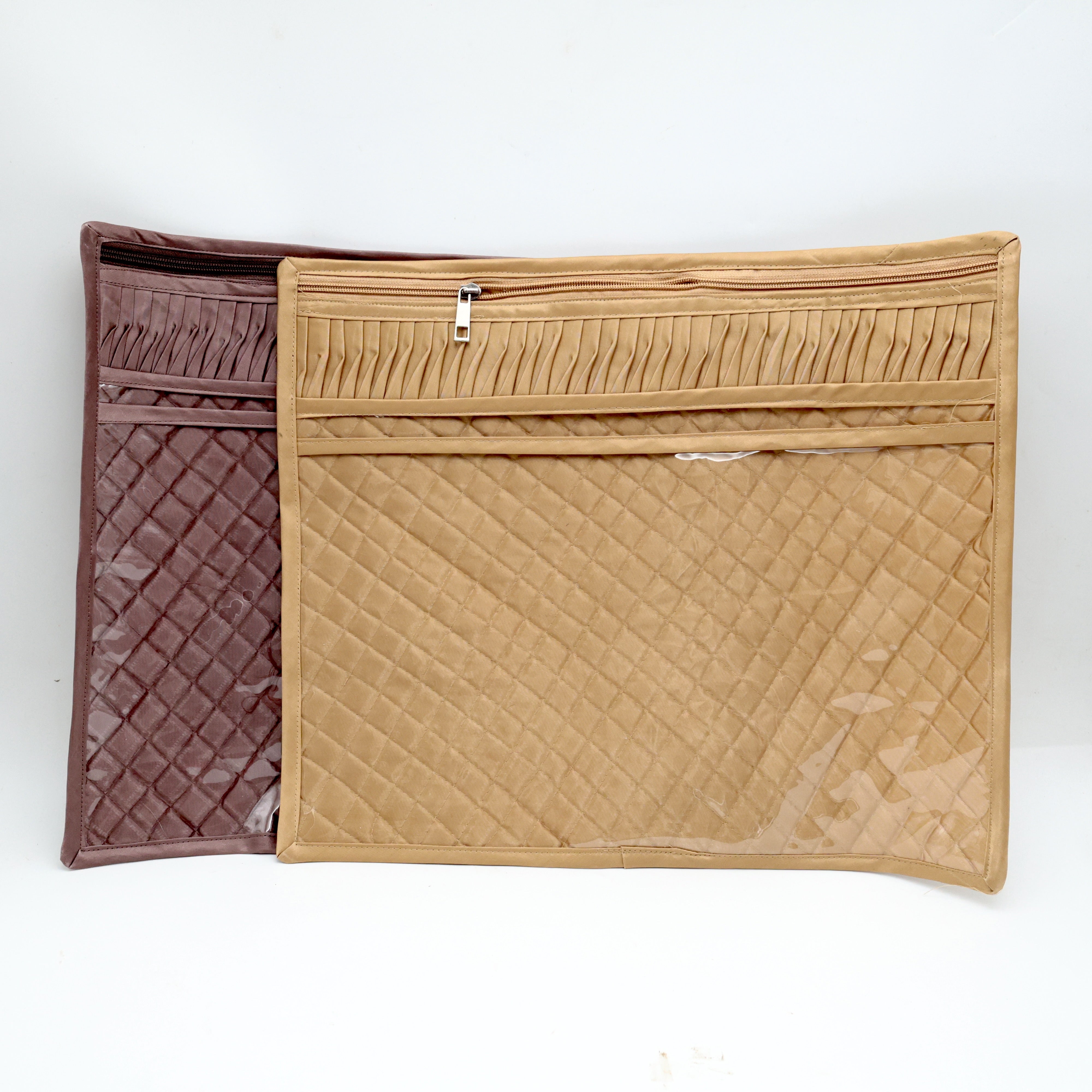 CUSHIONED PLEATED SINGLE SAREE COVER WITH ZIP - ASSORTED COLOURS