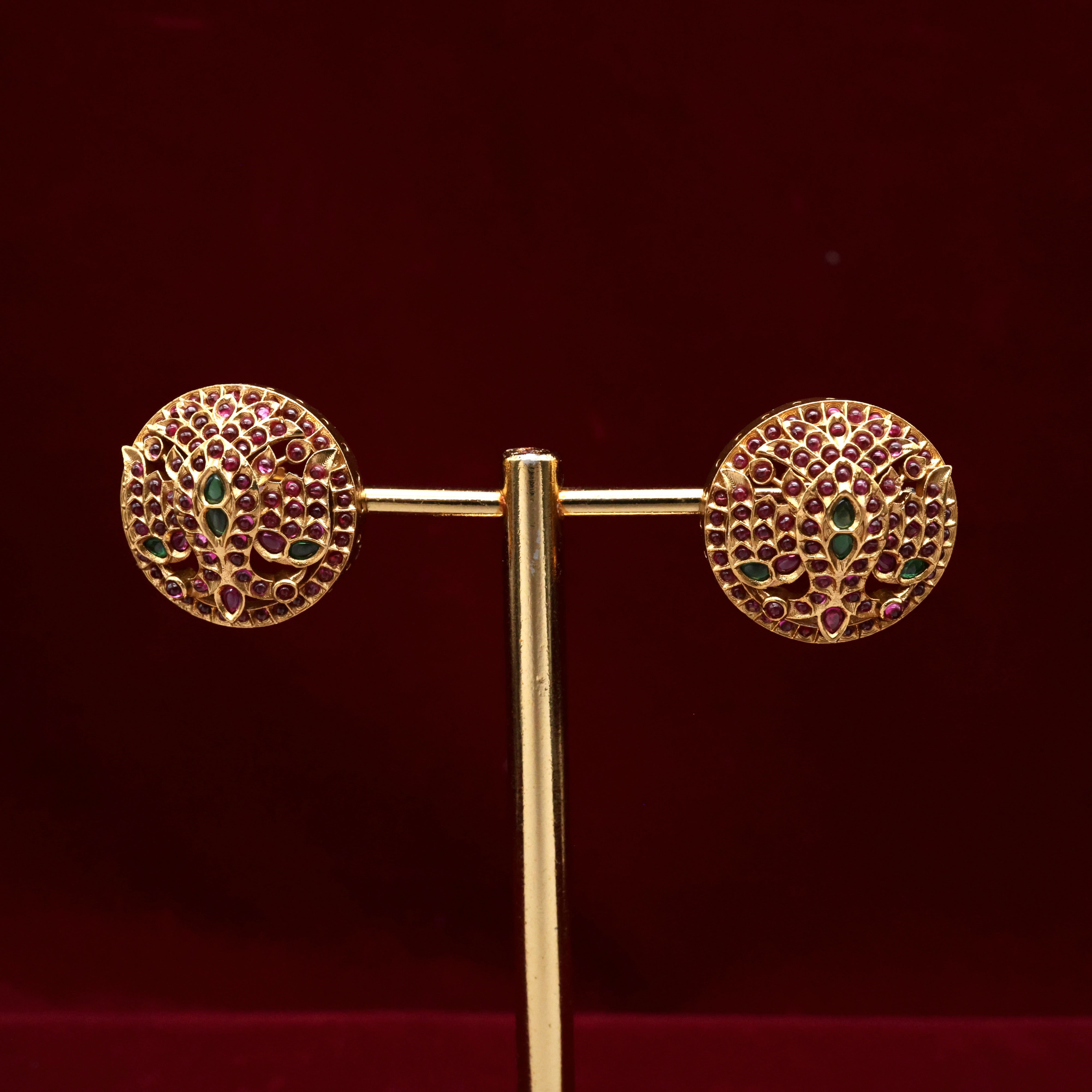 Premium Kemp Round Gandaberunda Studs Earrings
