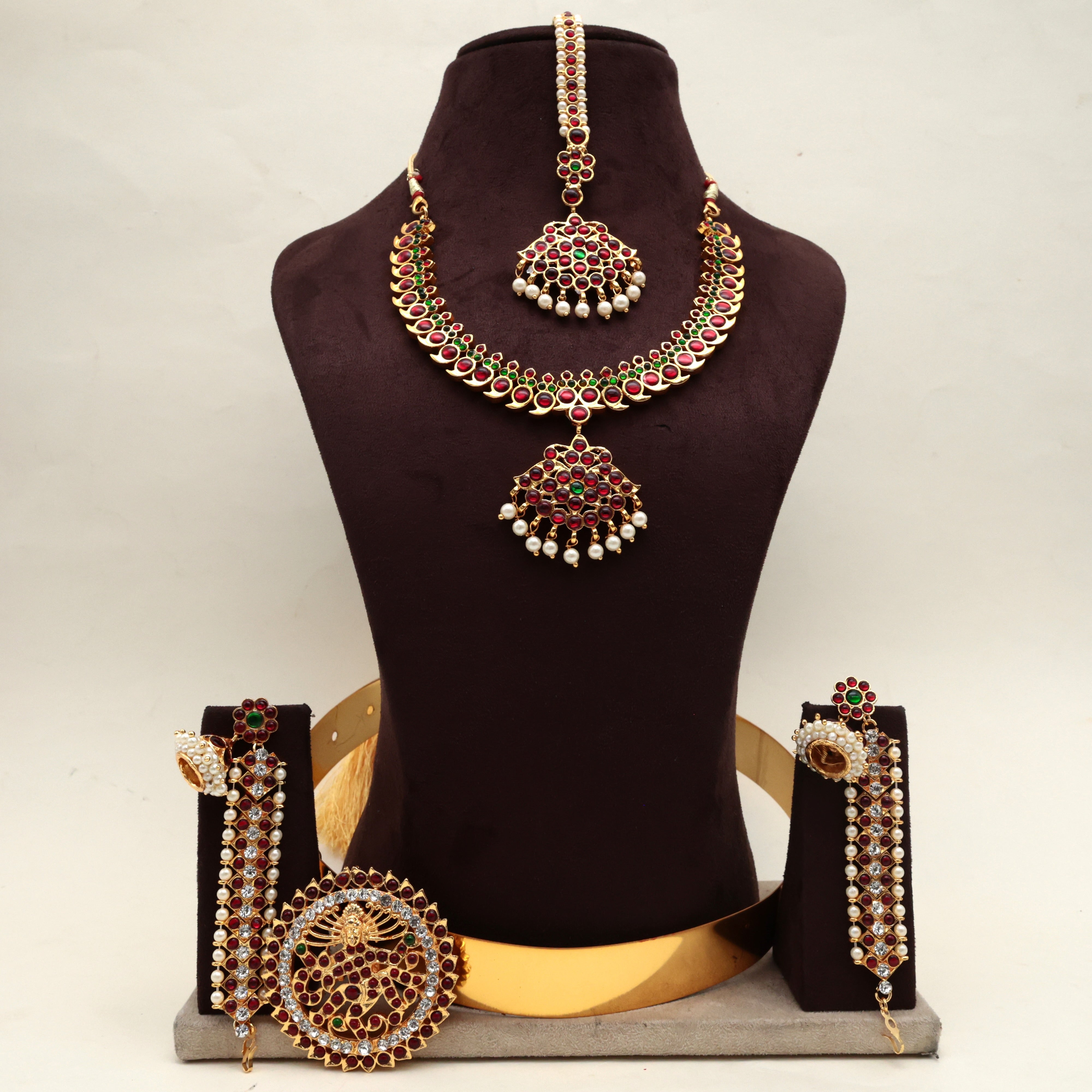 Traditional Kemp Semi Bridal/Bharatanatyam Set For Kids (Not for Babies)