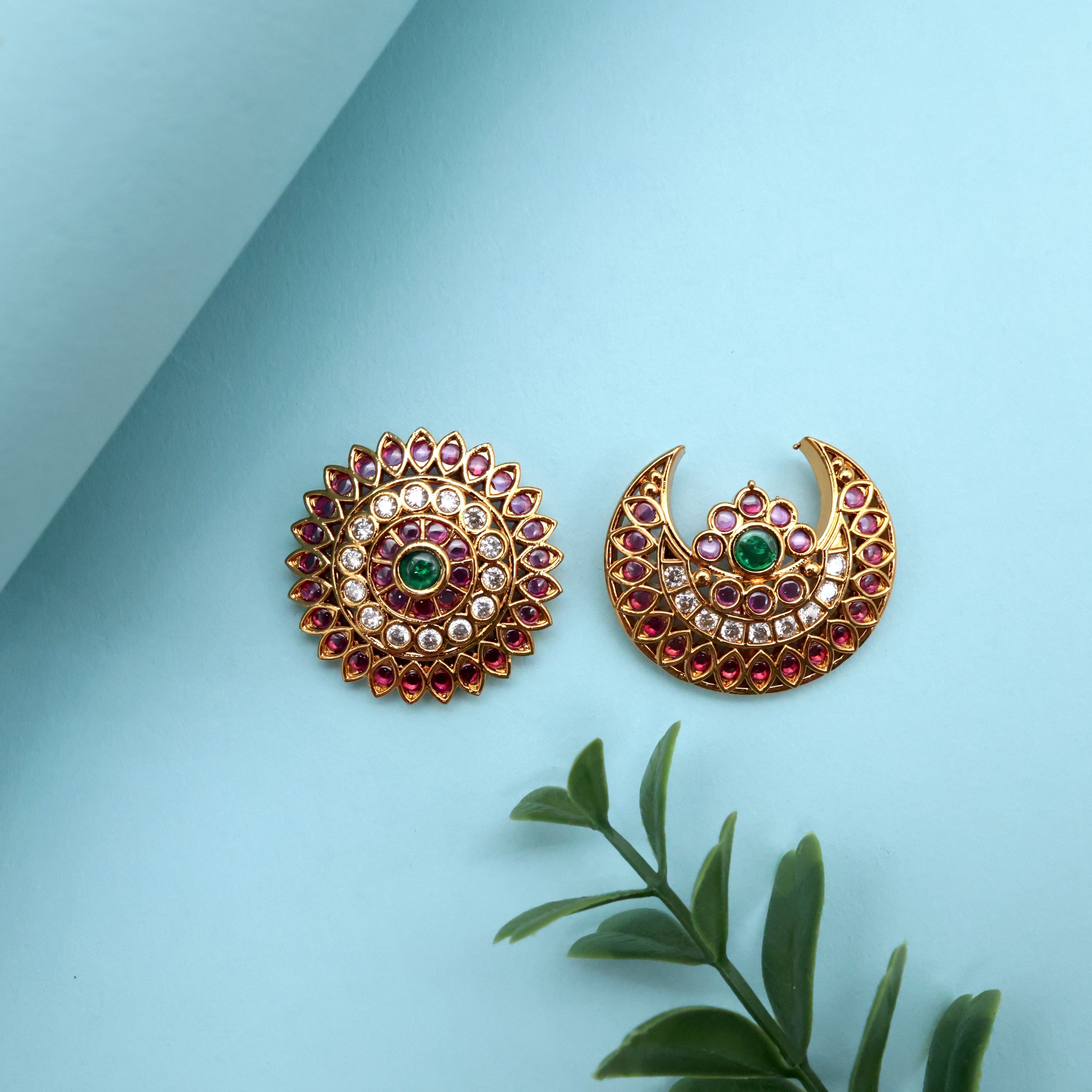 PREMIUM KEMP TRADITIONAL FLOWER BRIDAL SUN MOON - BRIDAL SURYAN CHANDRAN HAIR ACCESSORY