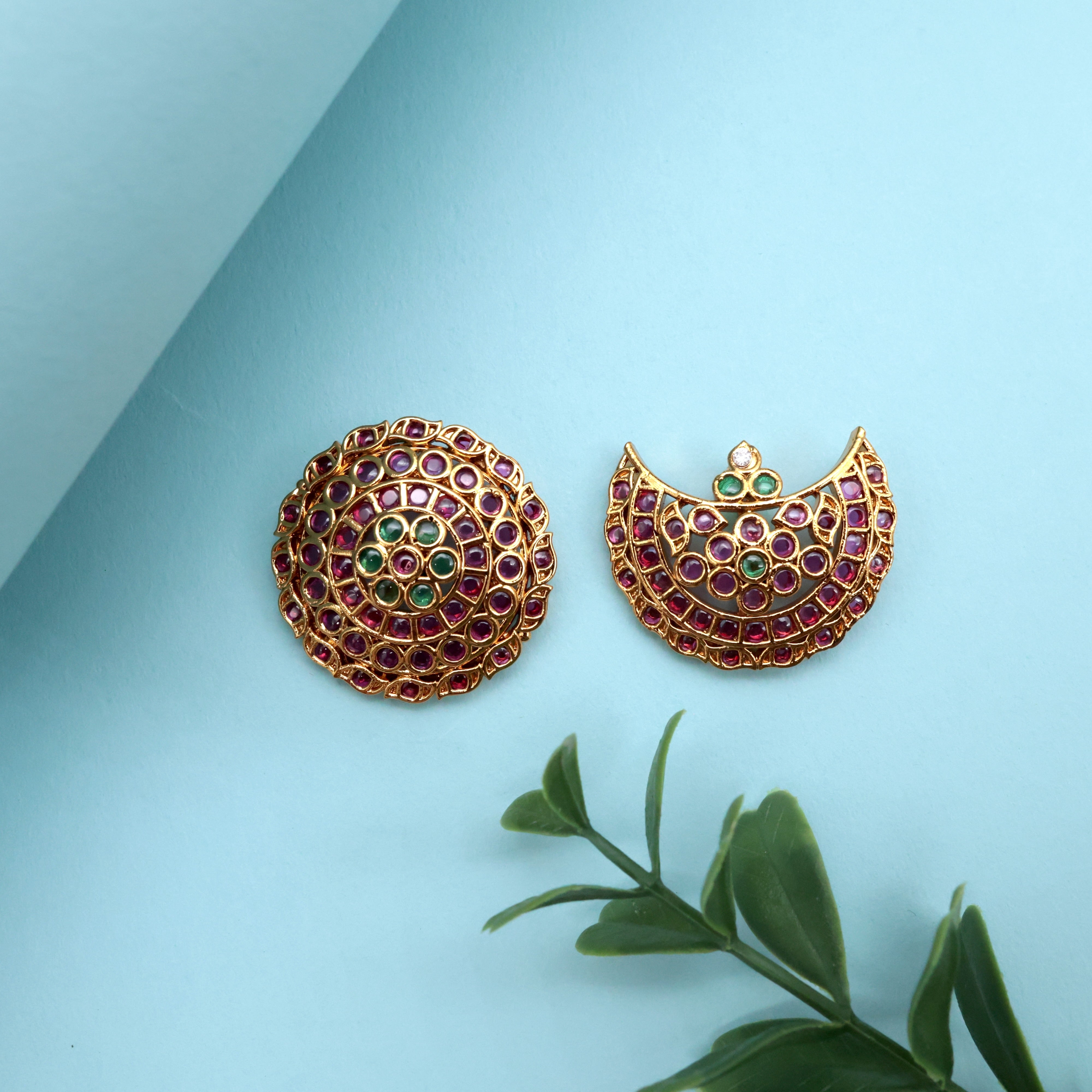 PREMIUM KEMP TRADITIONAL 6 PETALS BRIDAL SUN MOON - BRIDAL SURYAN CHANDRAN HAIR ACCESSORY