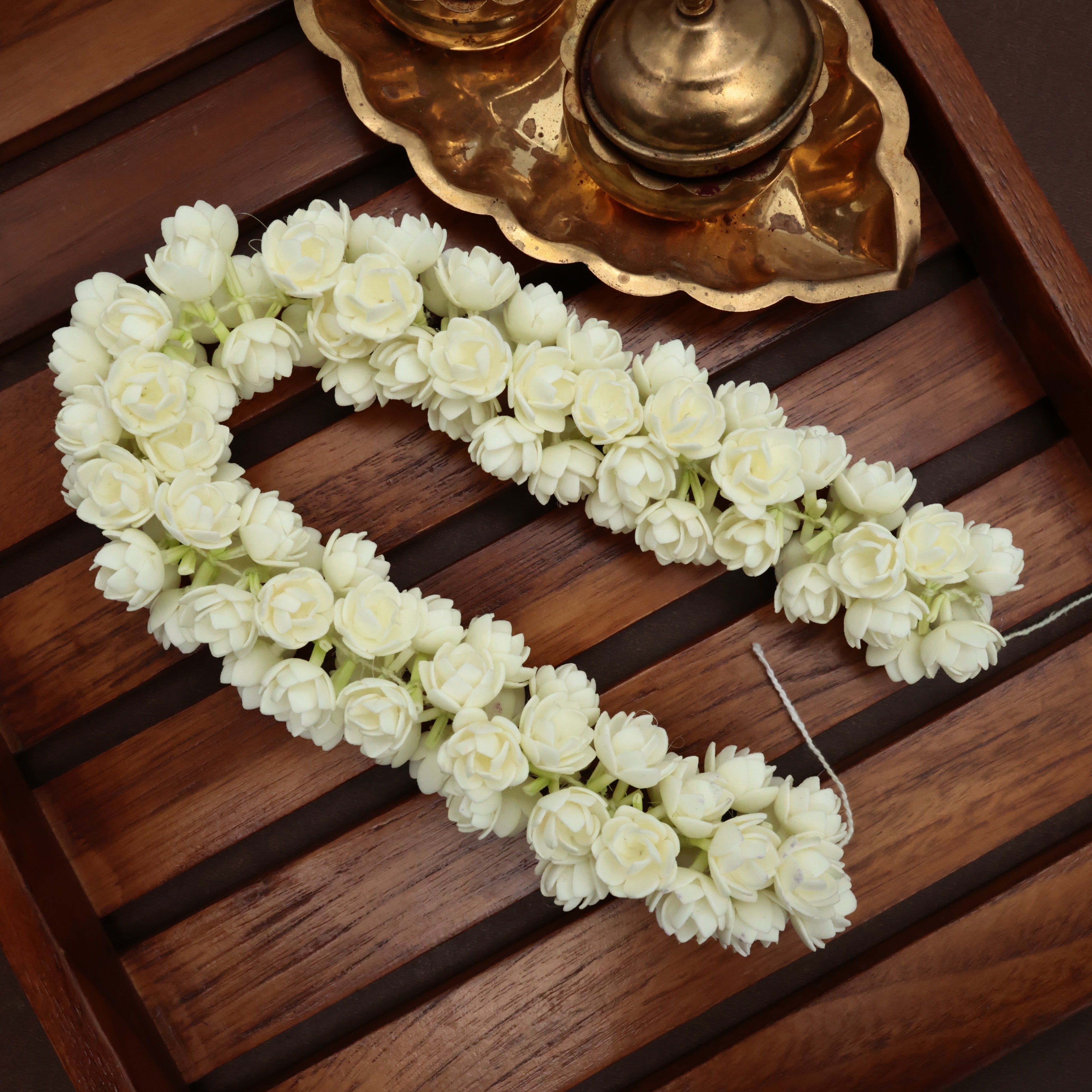 MADE TO ORDER (25-30 DAYS) VERY REAL LOOK HANDMADE FOAM BLOOMED JASMINE POO/MALLI POO STRING - 16 INCHES