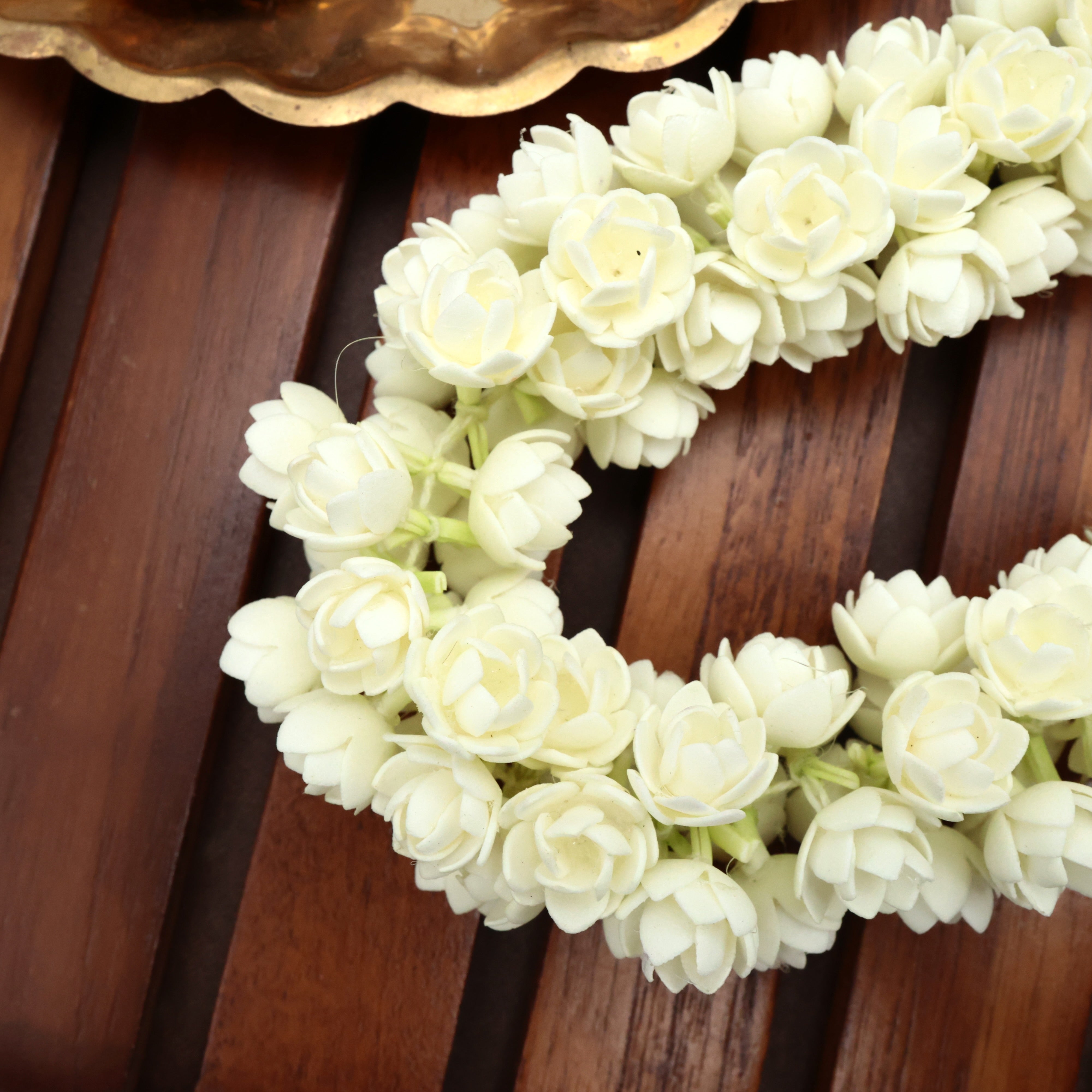 MADE TO ORDER (25-30 DAYS) VERY REAL LOOK HANDMADE FOAM BLOOMED JASMINE POO/MALLI POO STRING - 16 INCHES