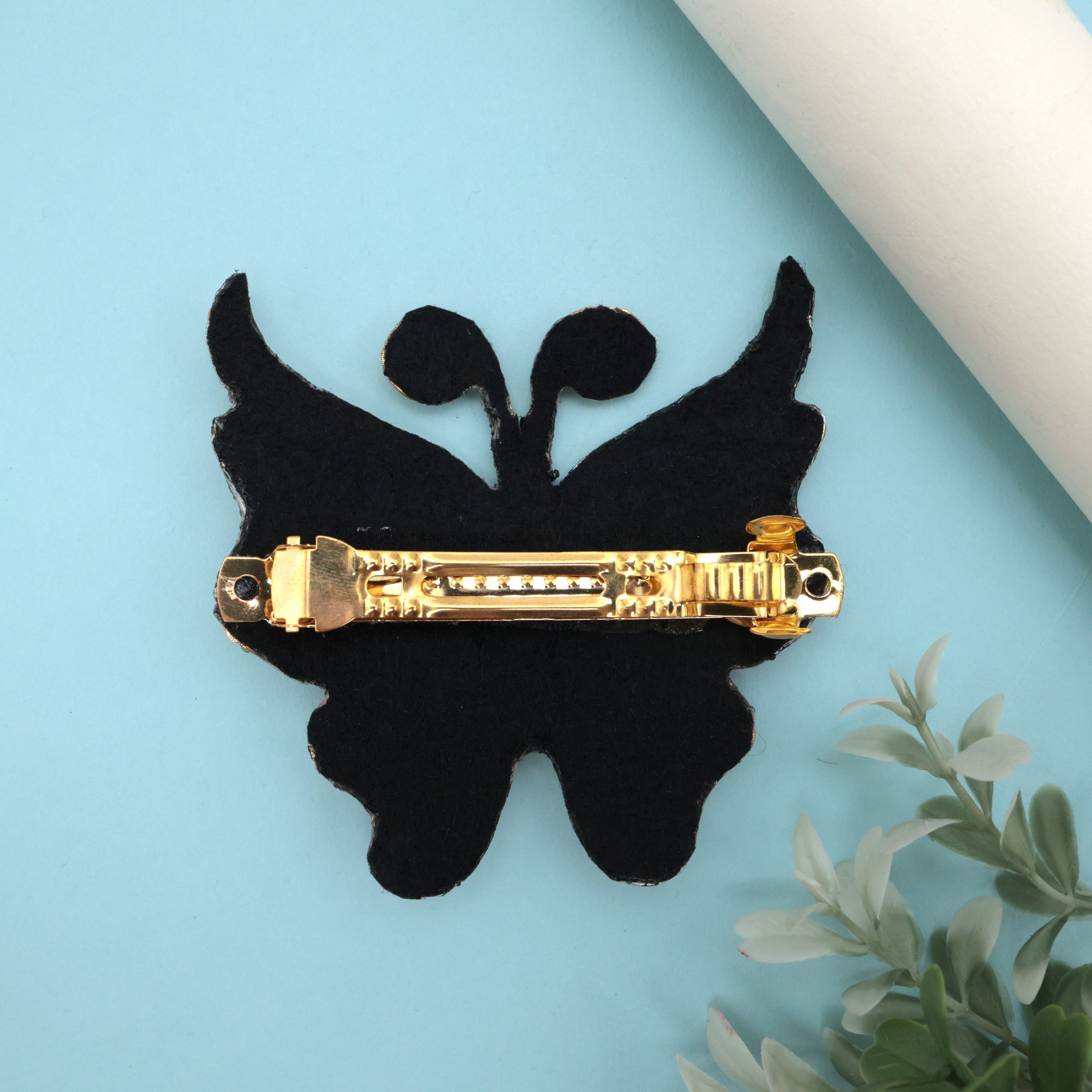 HANDMADE SEQUINS KUNDAN BUTTERFLY HAIR CLIP - ROSE- FRENCH BARRETTE HAIR CLIPS FOR WOMEN