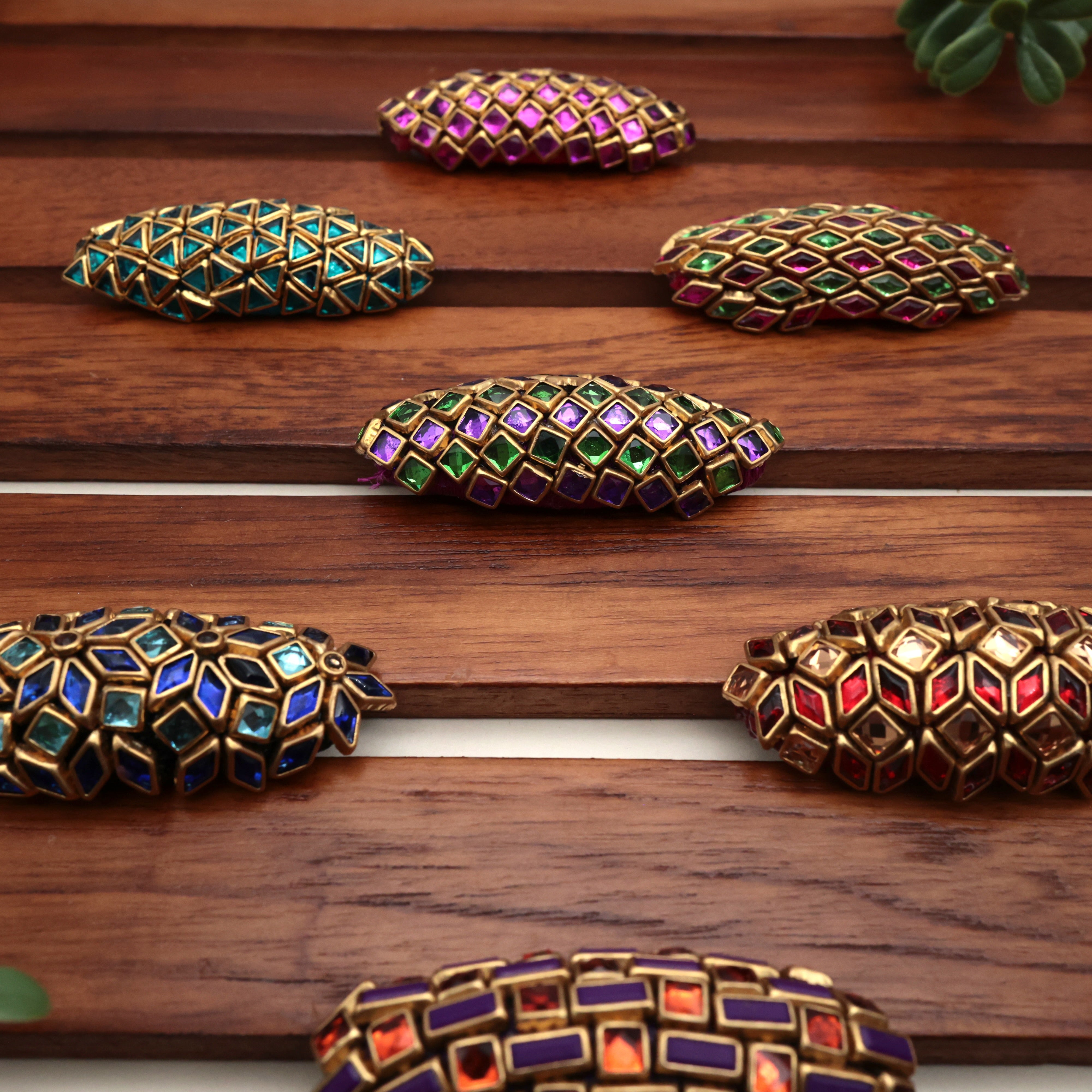 Pack of 7 Assorted Handmade Silk Thread Kundan Saree Pins