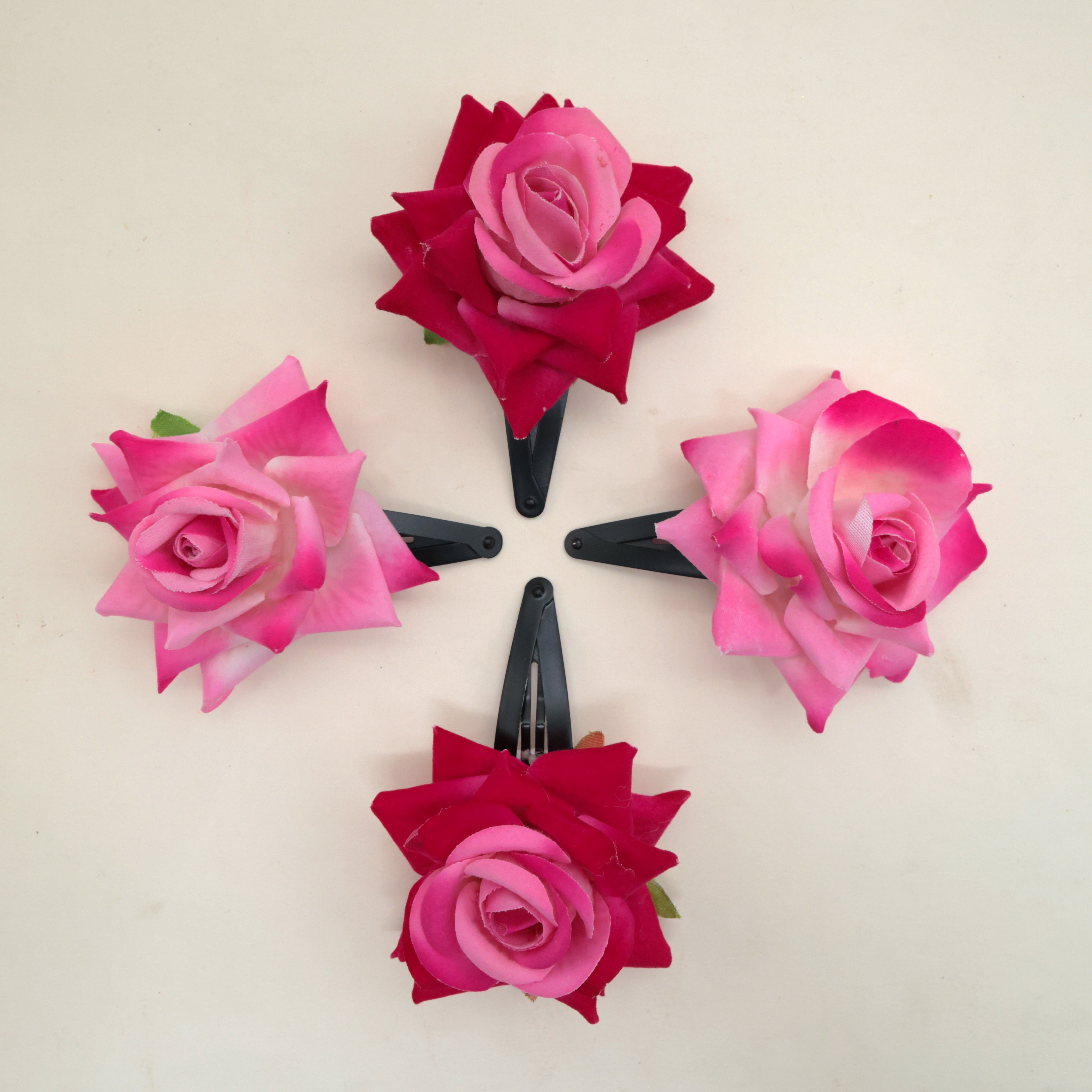 Pack of 4 Real Look Rose Tic Tac Clips (Rose Sorbet)