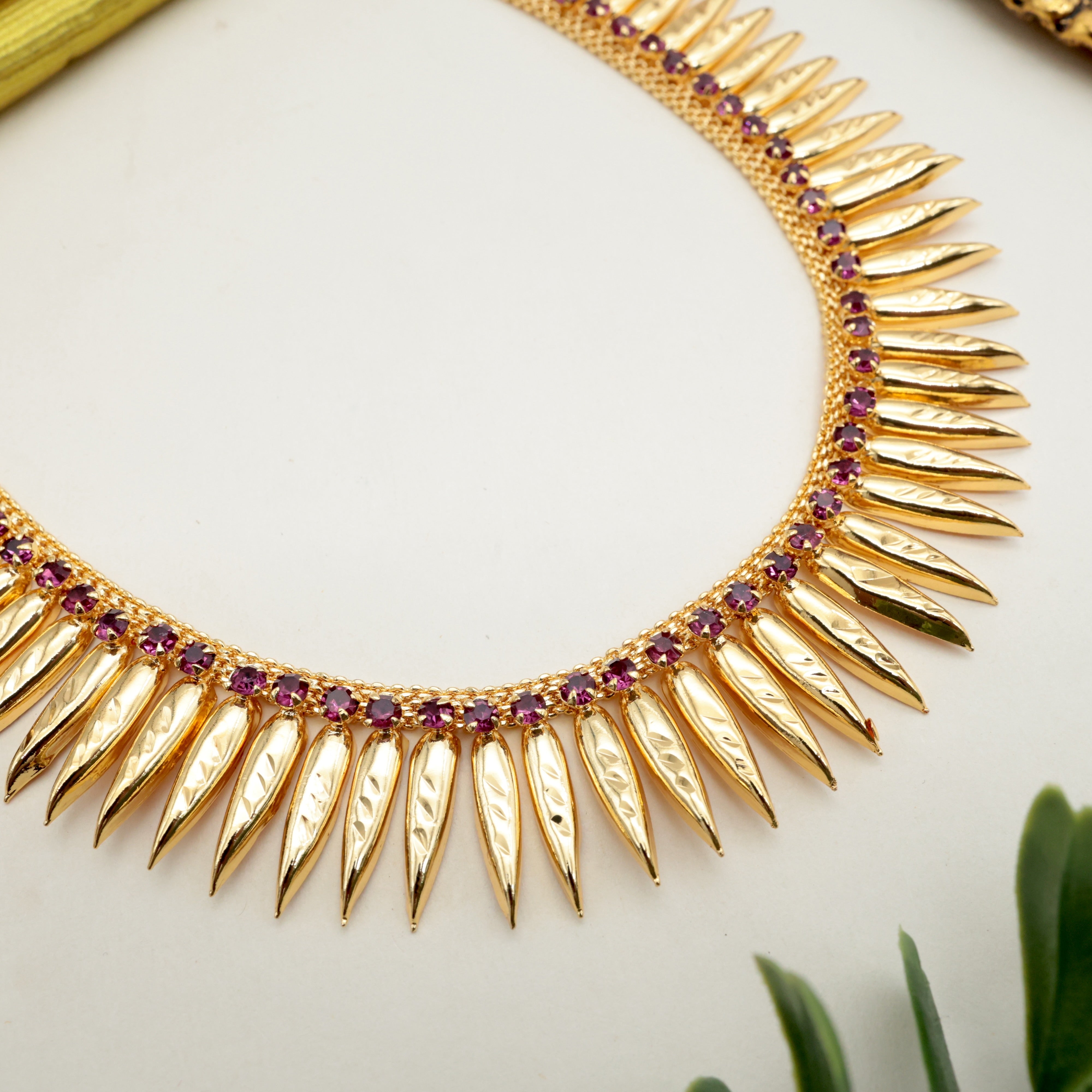 Real Gold Tone Traditional Kerala Neetu Mulla Mottu AD Necklace