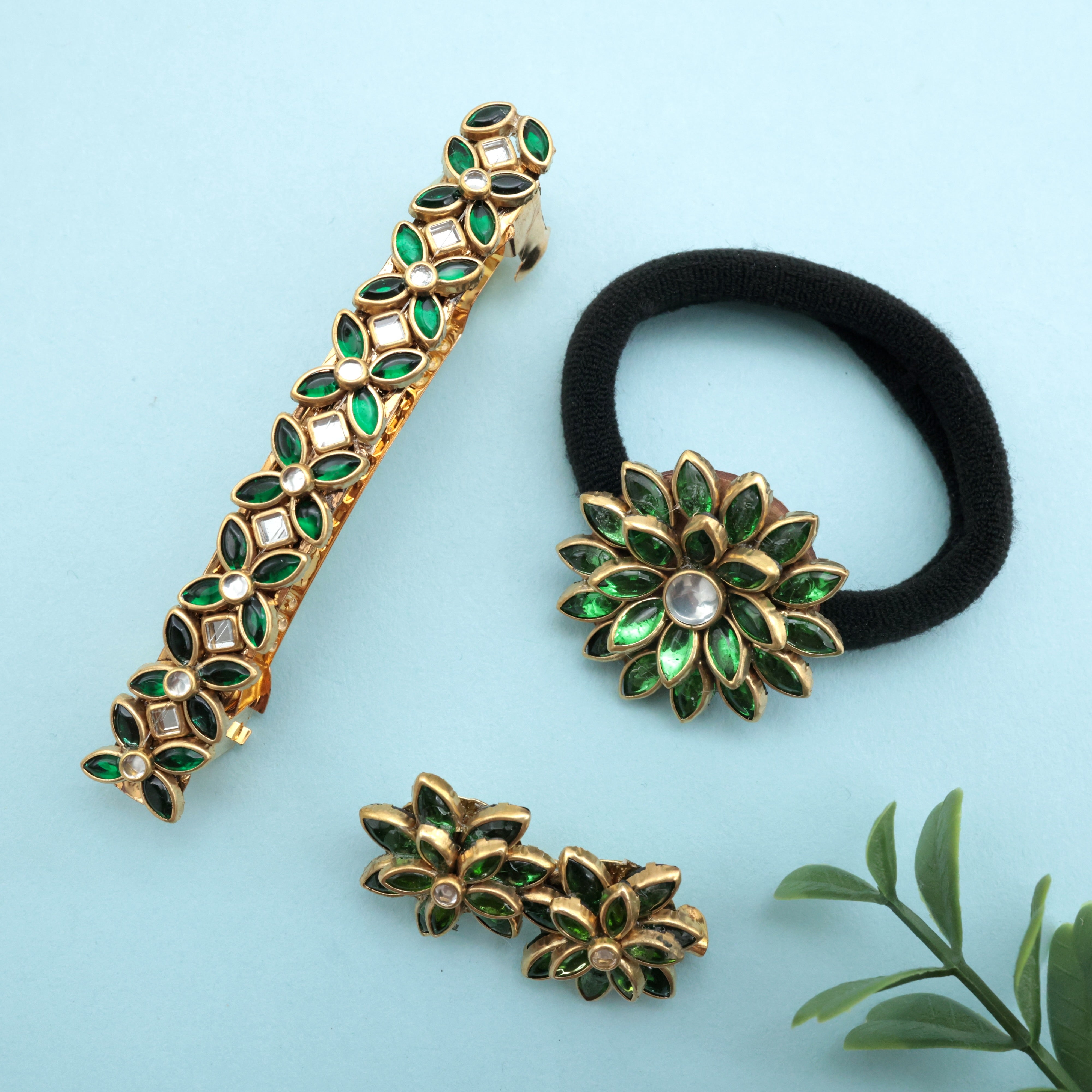 NAVARATHRI ACCESSORY COMBO (DARK GREEN) - BEST RETURN GIFT OPTION FOR WOMEN
