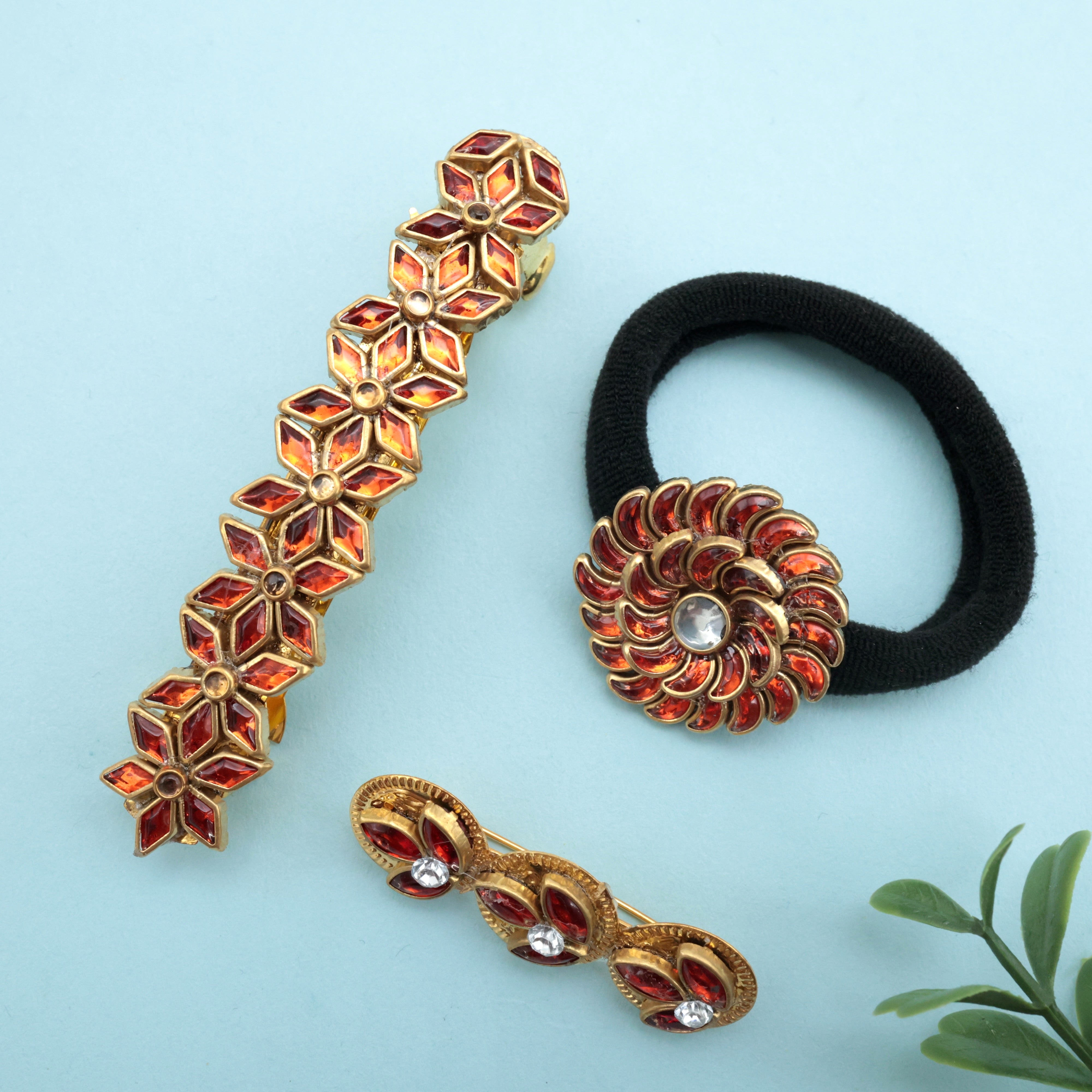 Navarathri Accessory Combo (Orange) - Best Return Gift Option For Women