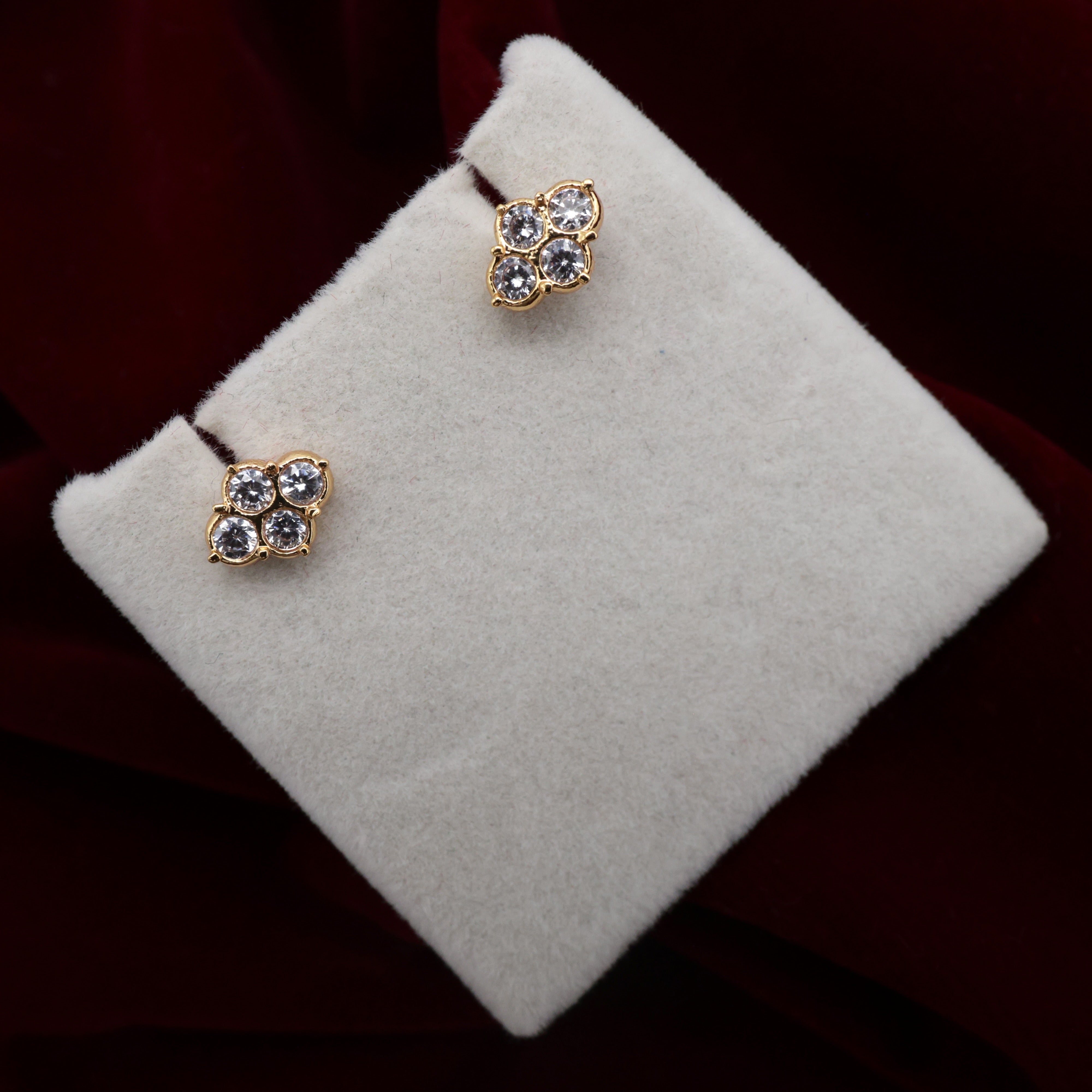 Diamond Look Micro Gold Polished Baby Studs - 4 Stones