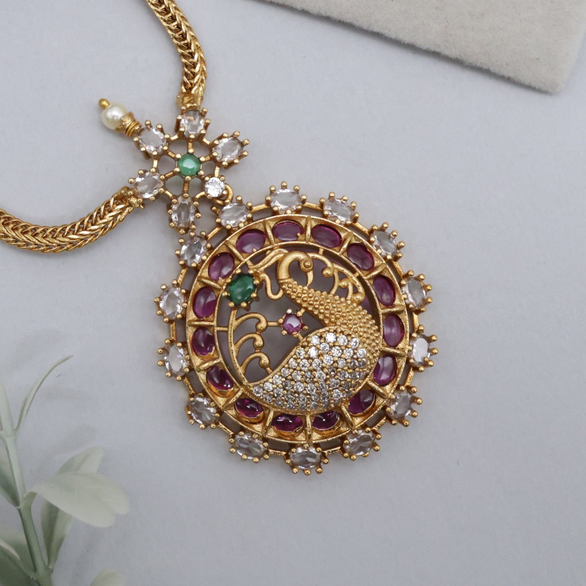Antique AD Kemp Peacock Pendant Kids Friendly Necklace Set