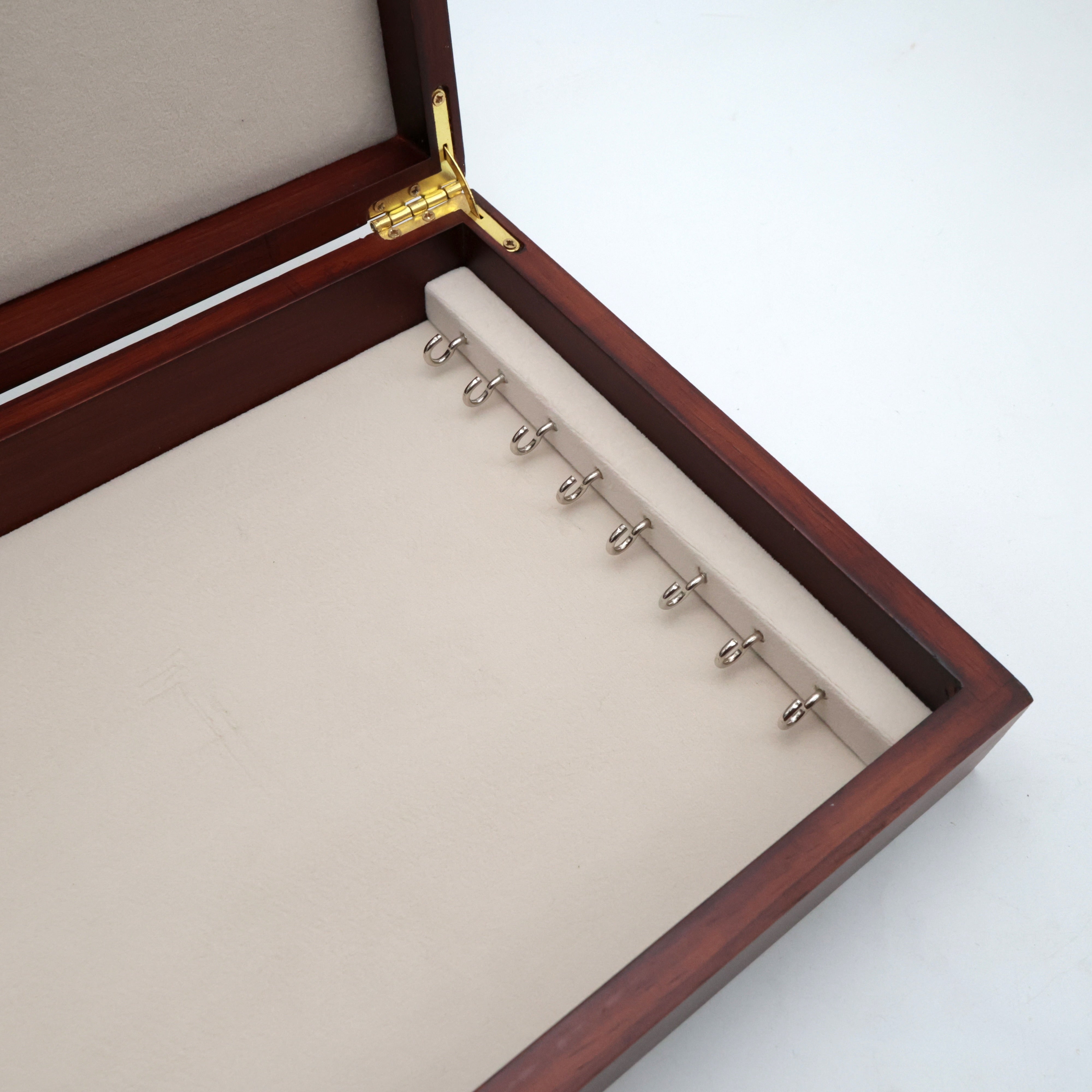 Solid Teak Wood Long Chain Organiser Box - 8 Chains Holder
