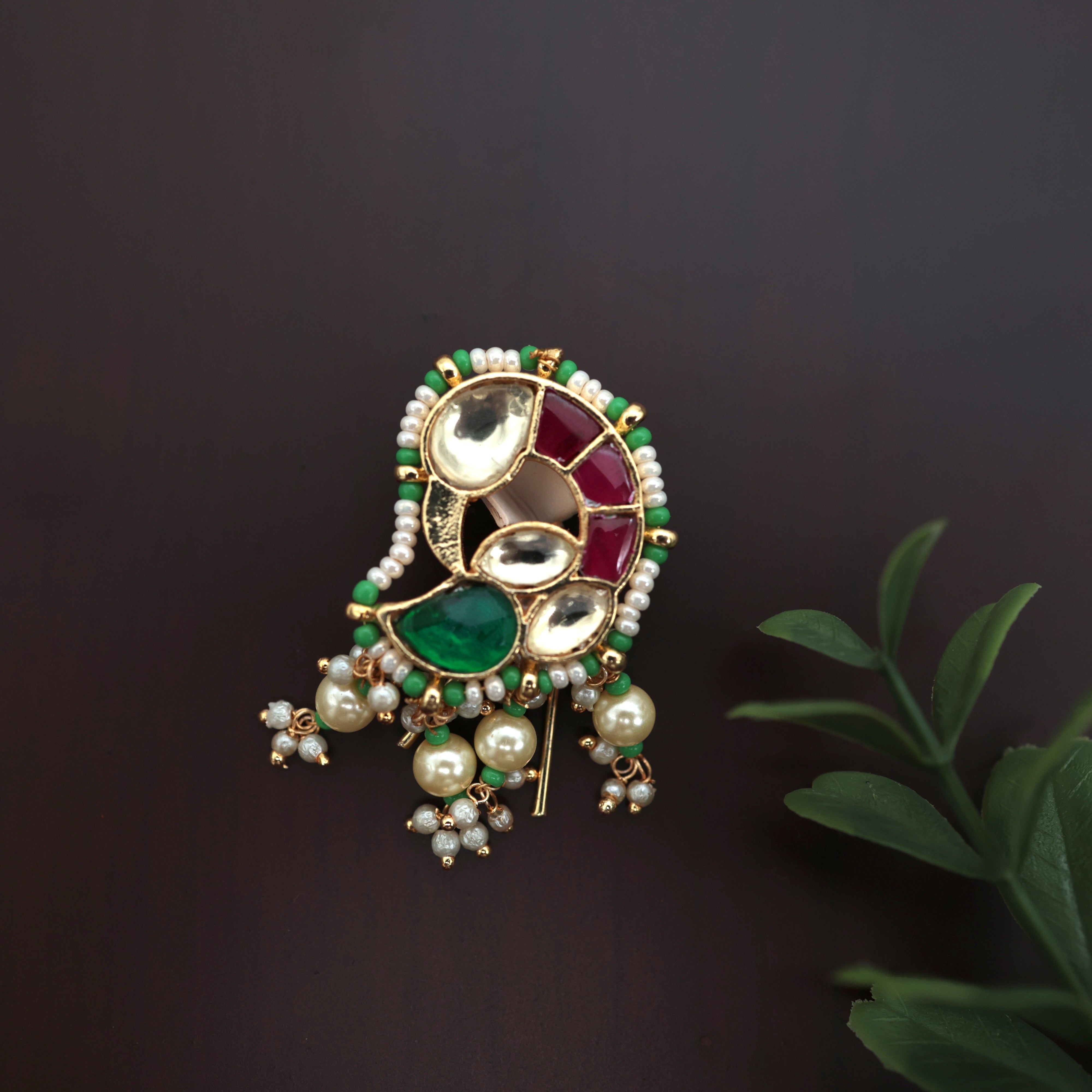 Pachi Kundan Peacock Bridal Hair Choti