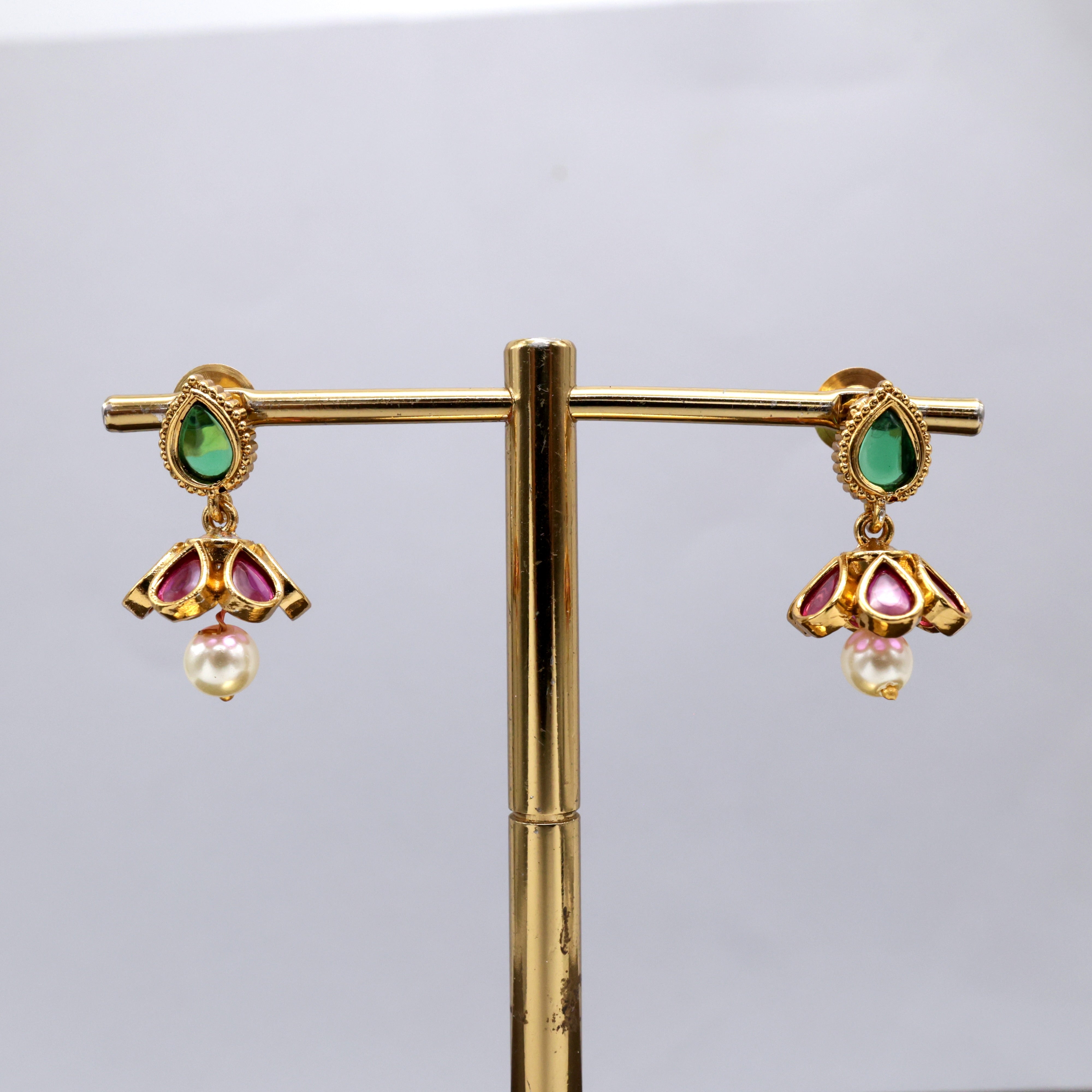 Antique Kemp Cute Small Jhumkas