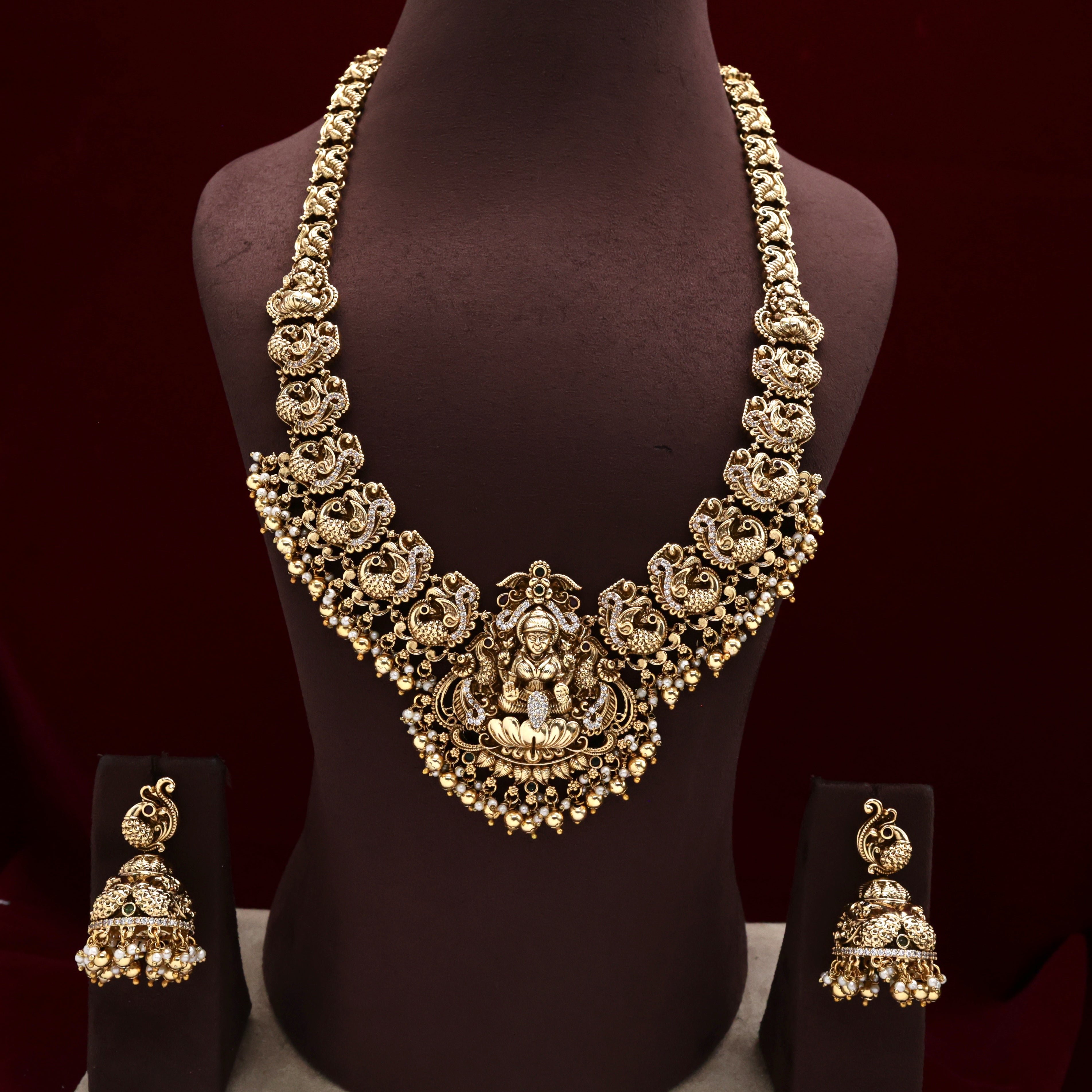 Antique Nagas Peacock Lakshmi Bridal Haaram Set