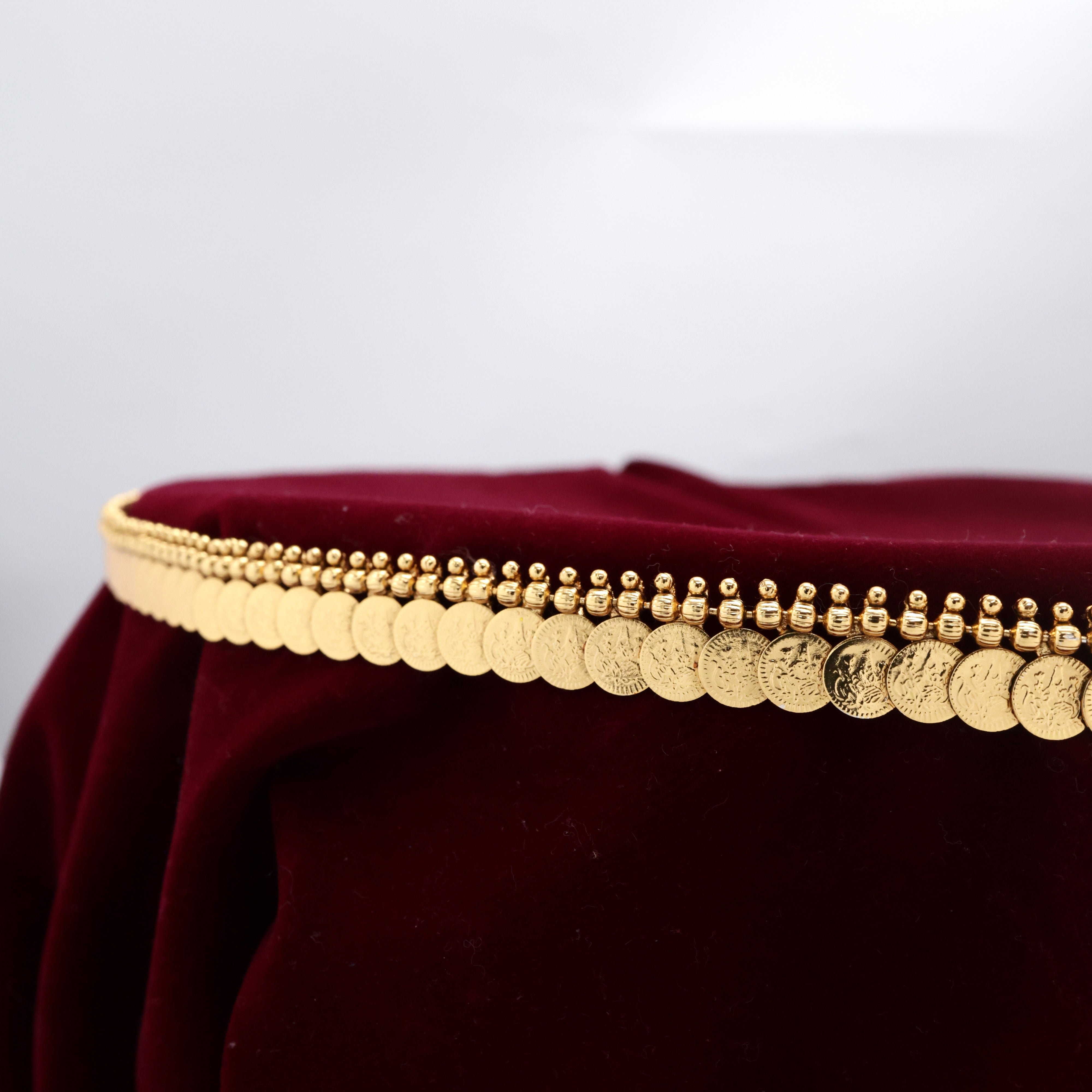 Real Gold Tone Lakshmi Coin Two In One Hip Chain - Can be used as haaram as well