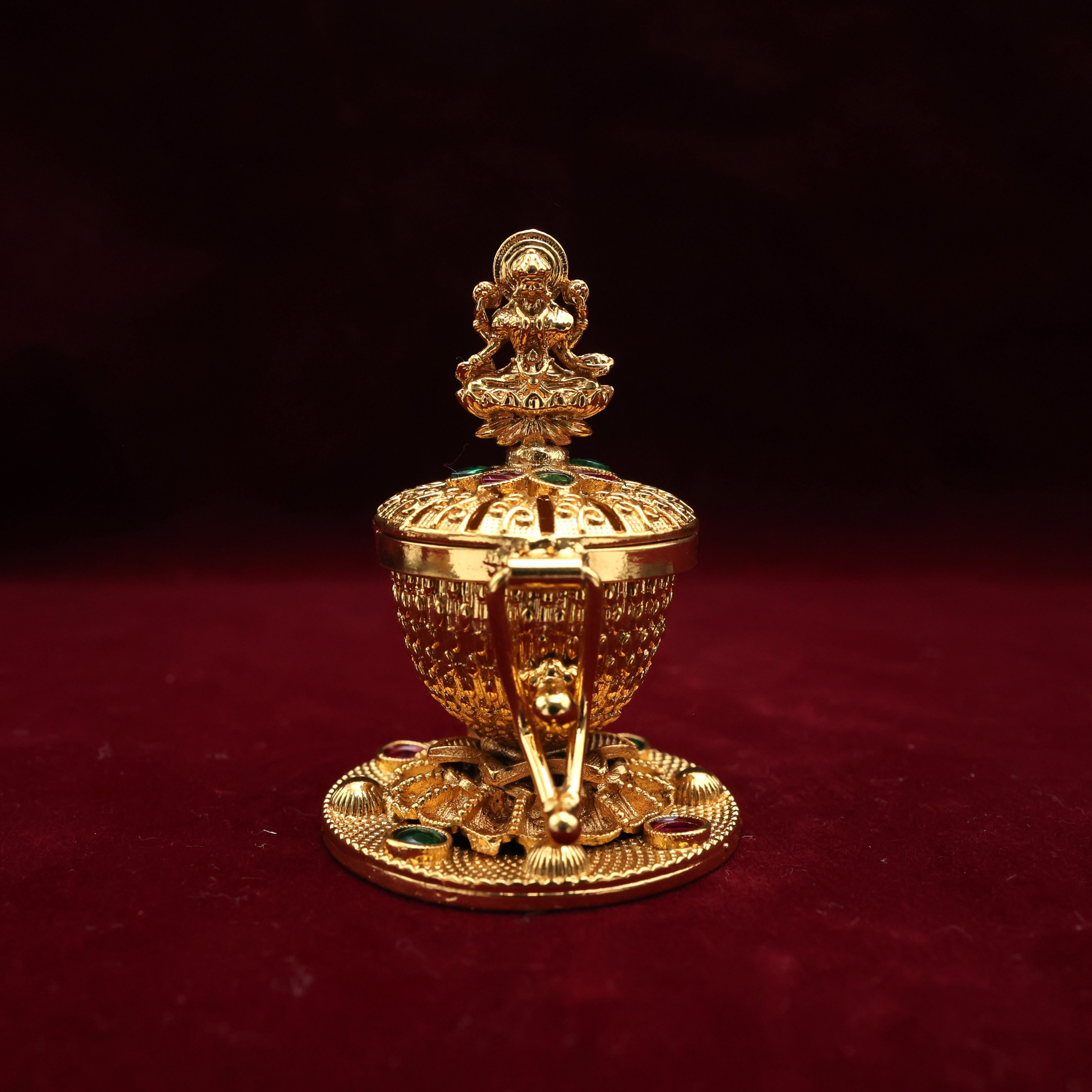 ANTIQUE GOLD GODDESS LAKSHMI DEVI KUMKUM BOX - SINDOOR DABBI