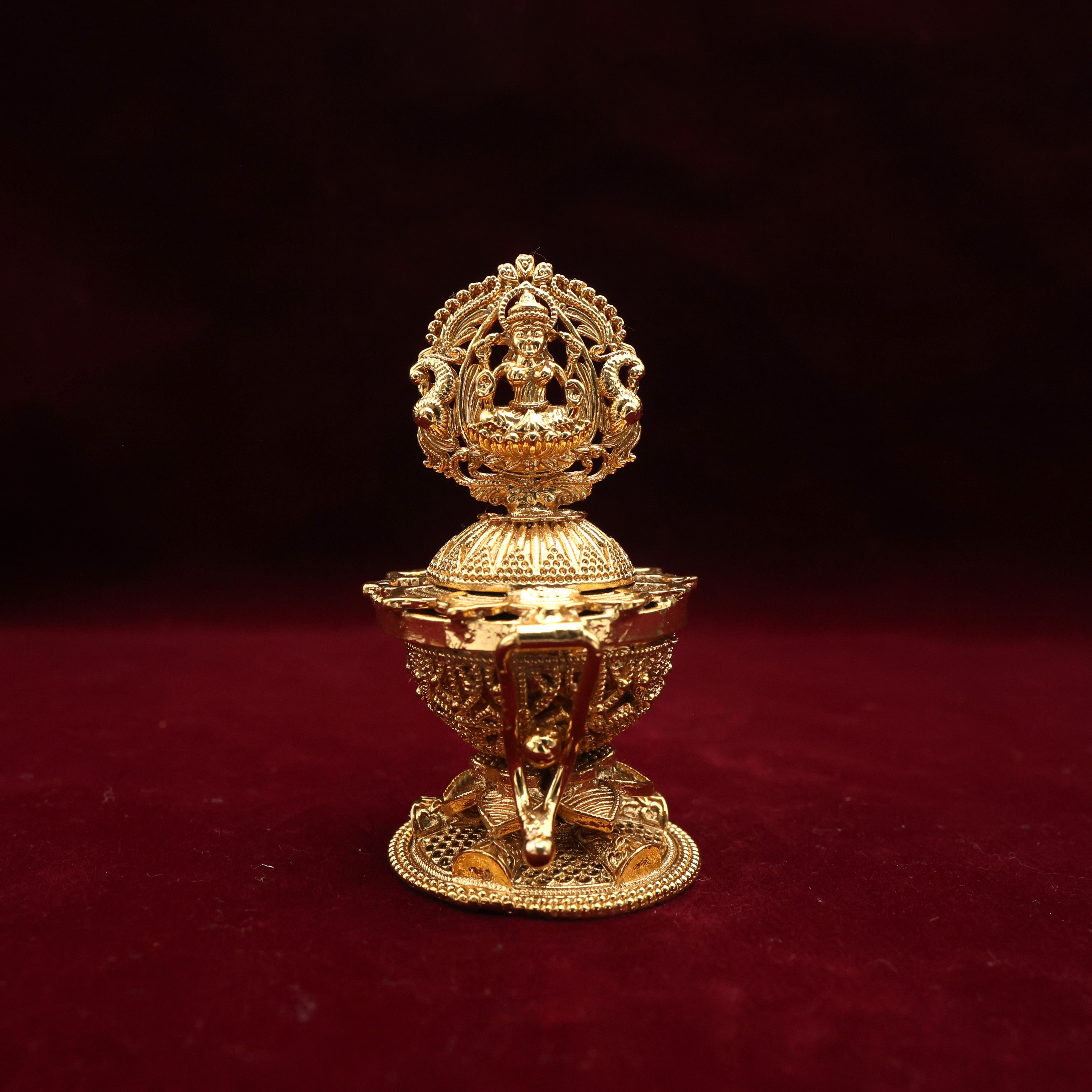 ANTIQUE GOLD MAHALAKSHMI DEVI KUMKUM BOX - SINDOOR DABBI