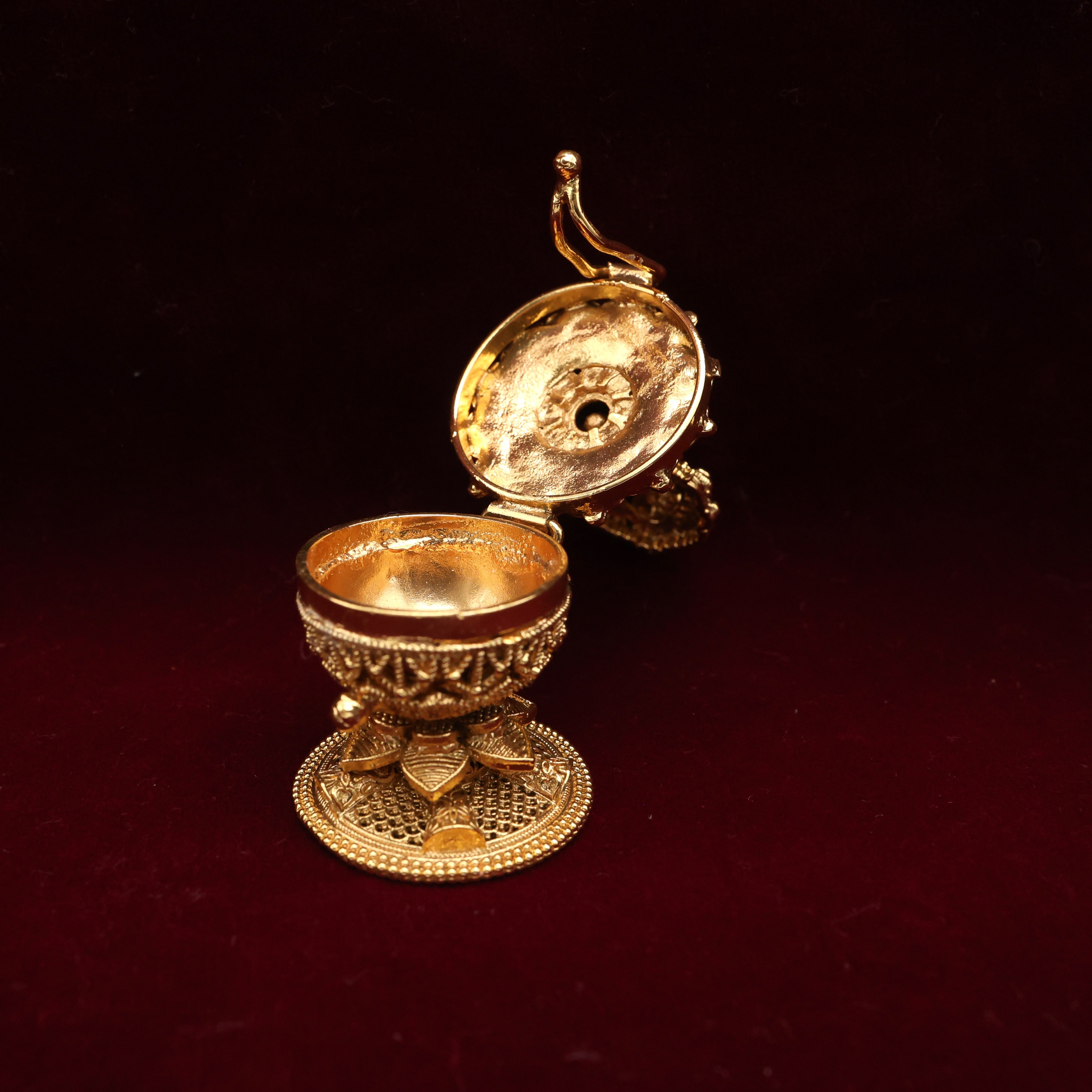 ANTIQUE GOLD MAHALAKSHMI DEVI KUMKUM BOX - SINDOOR DABBI