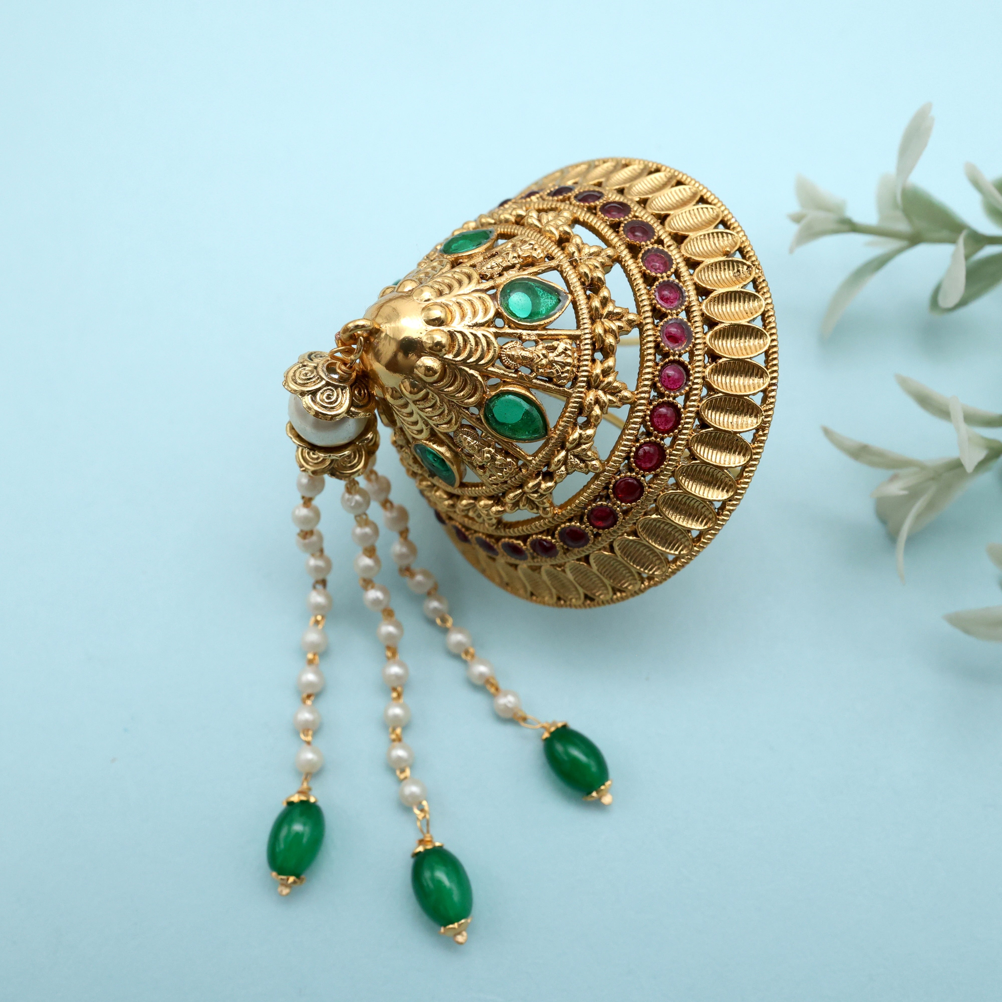 PREMIUM TILAK DROP LAKSHMI TRADITIONAL ANDAL KONDAI - IYENGAR BRIDAL HAIR ACCESSORY