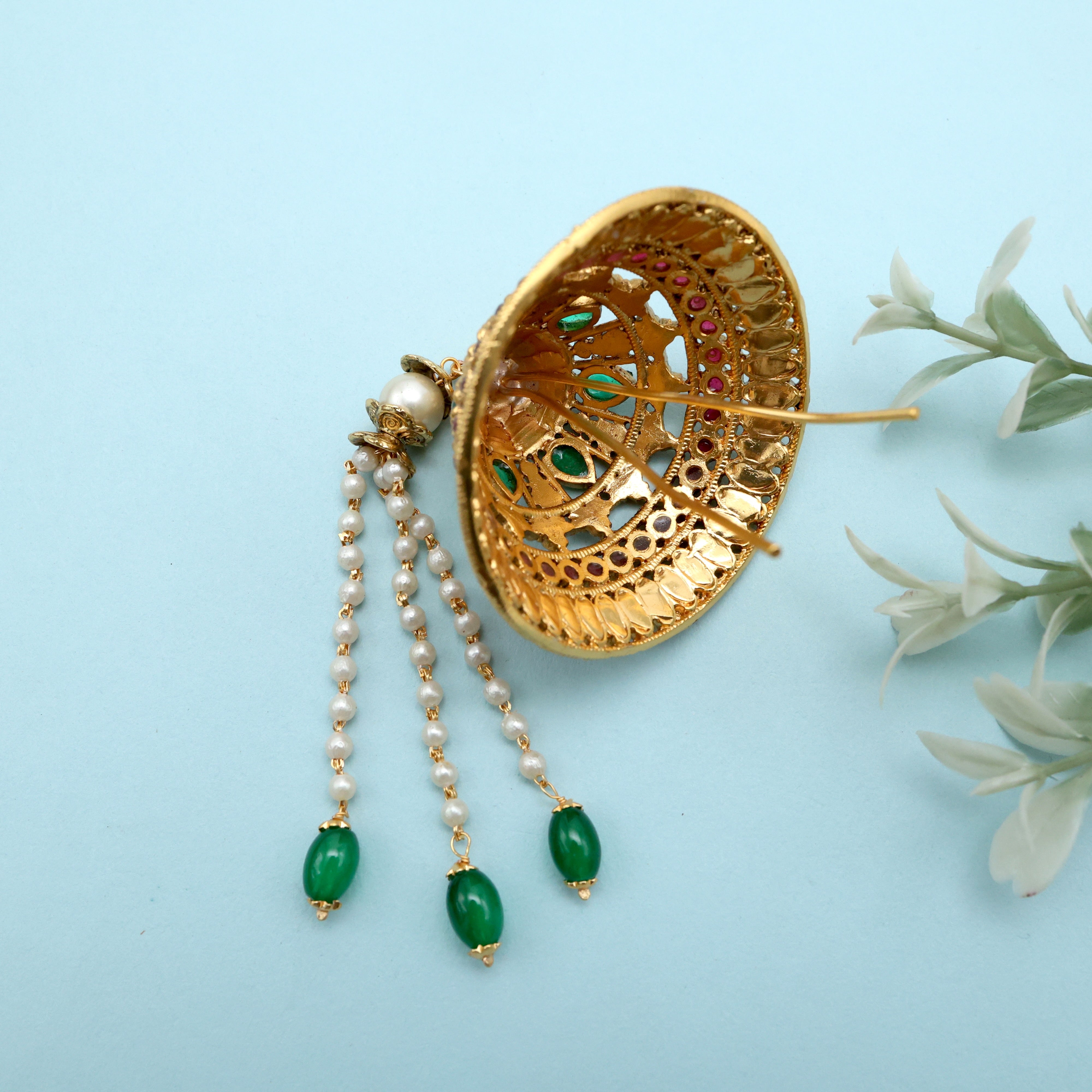 PREMIUM TILAK DROP LAKSHMI TRADITIONAL ANDAL KONDAI - IYENGAR BRIDAL HAIR ACCESSORY