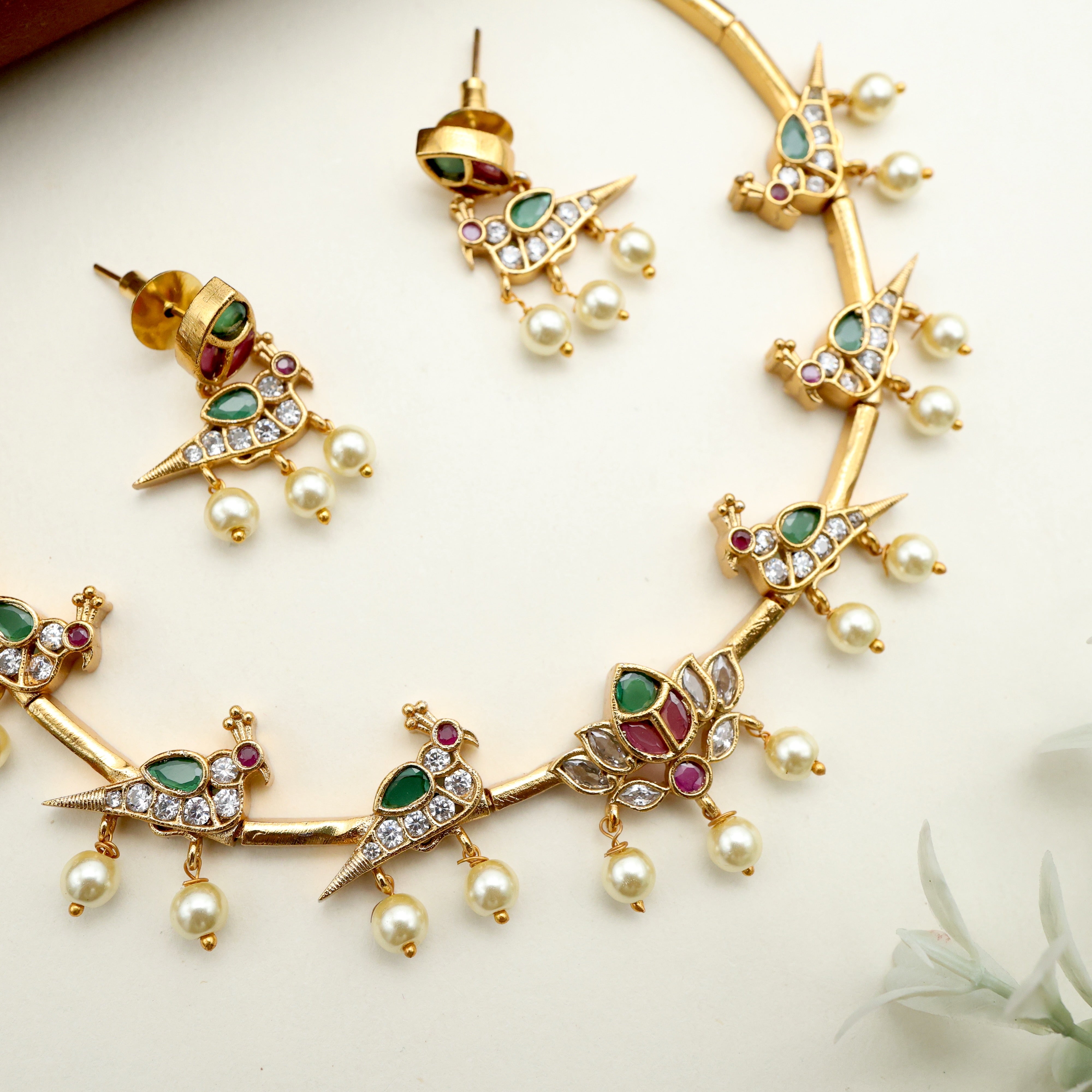 AD Kemp Lotus Birds Hasli Kante Necklace Set