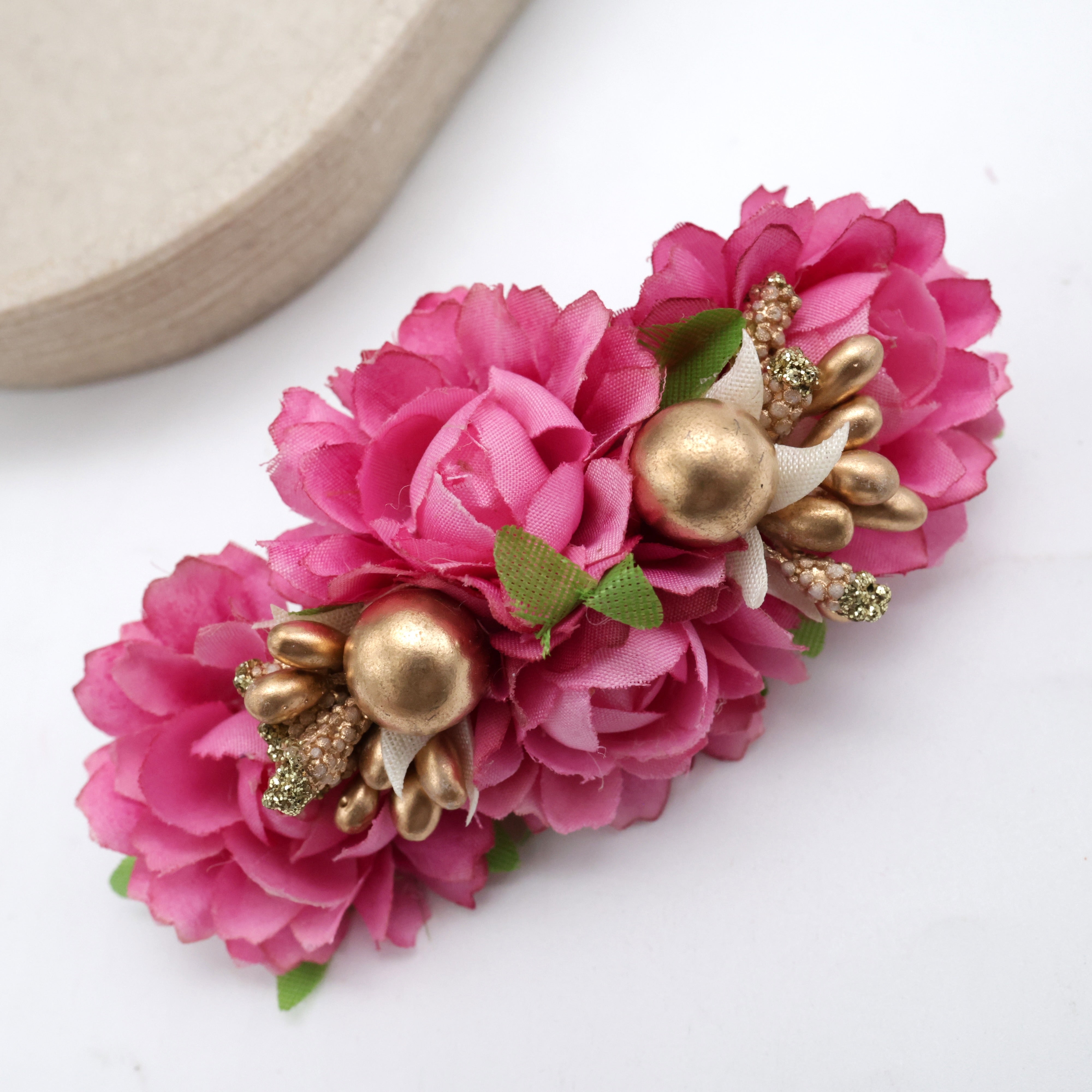 Fancy Rose Pollen Balls French Barrette Handmade Hairclips for Women