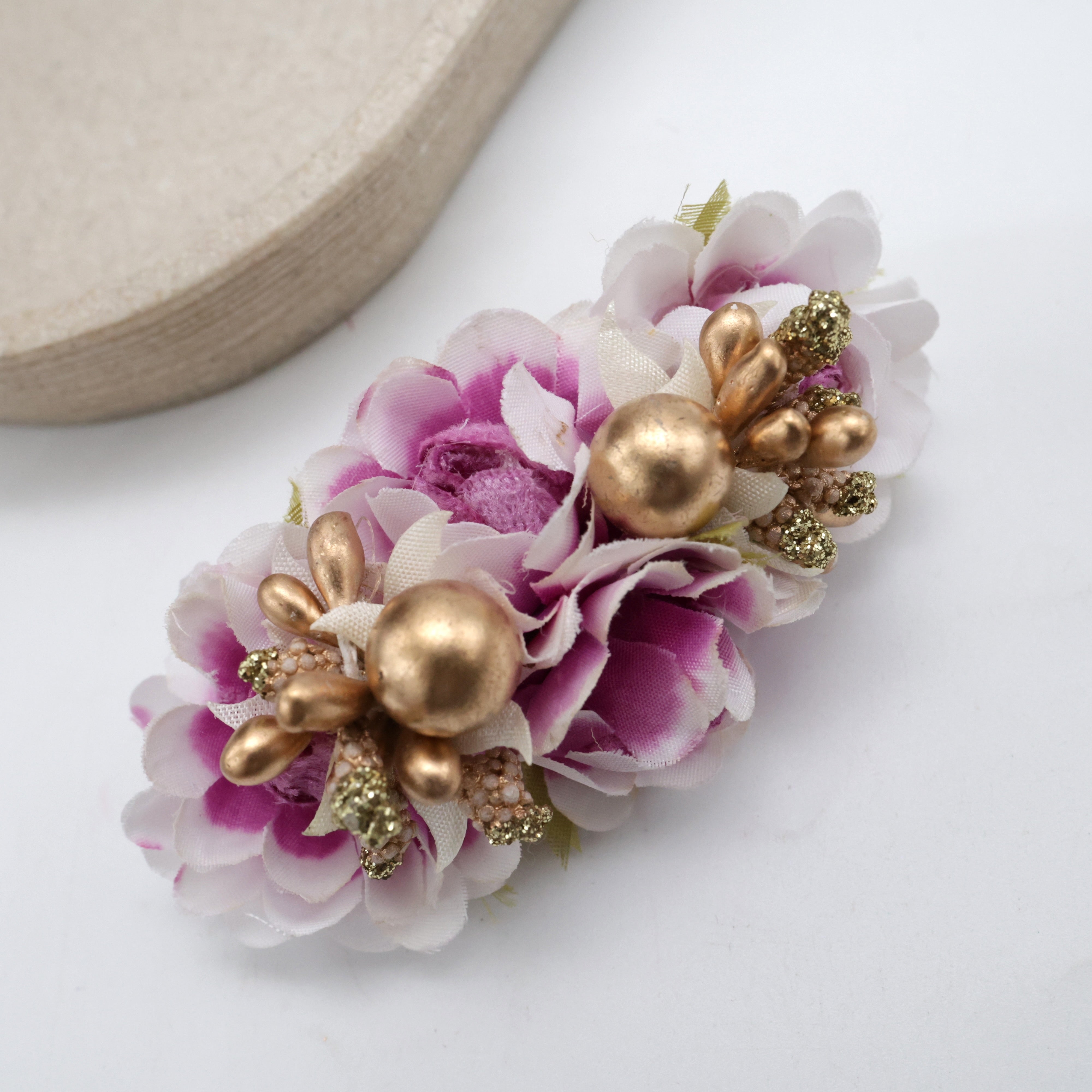 Fancy Rose Pollen Balls French Barrette Handmade Hairclips for Women
