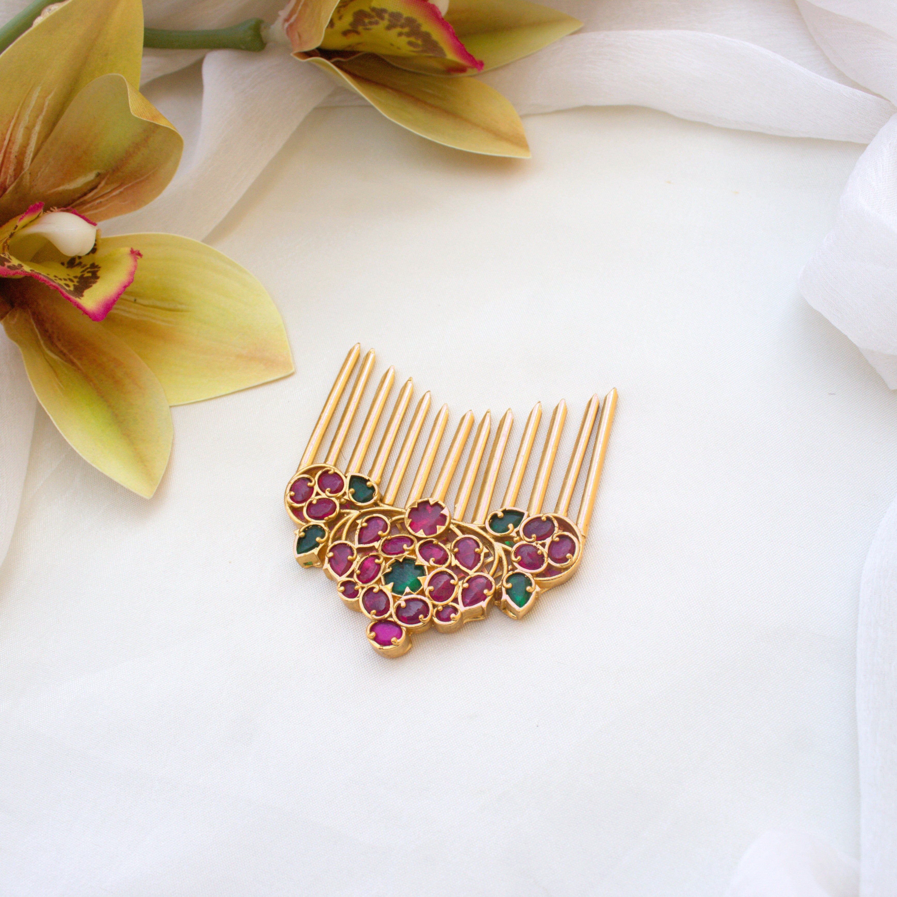 Gold Look Real Kemp Bridal Hair Comb Pin