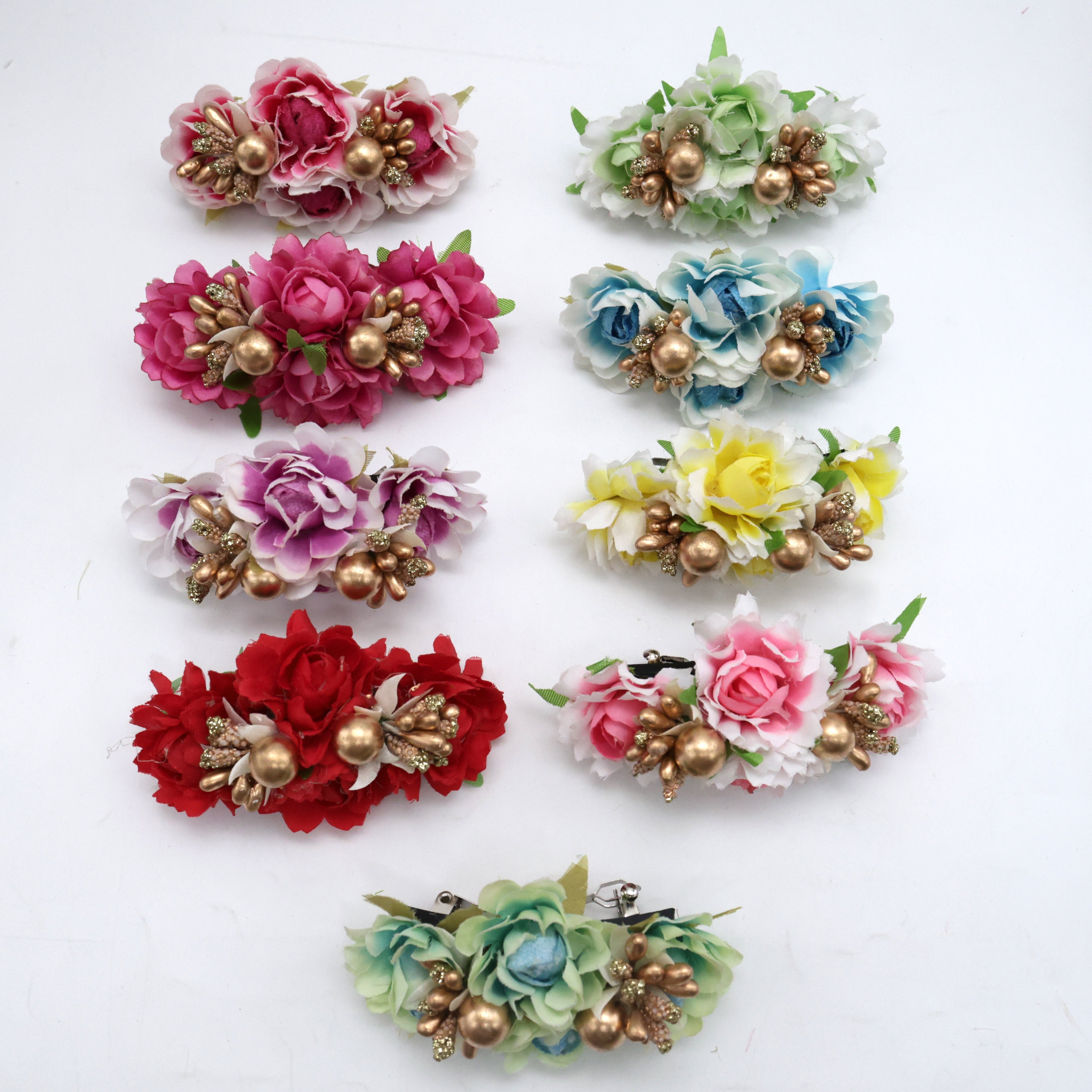 Fancy Rose Pollen Balls French Barrette Handmade Hairclips for Women