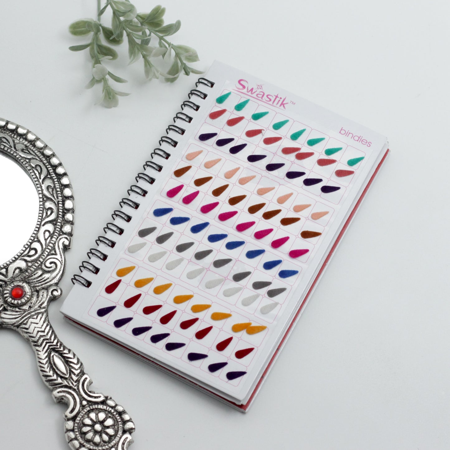 Mix Shapes Multicolour Plain Velvet Bridal Bindis Sticker Kumkum Spiral Book - Swastik