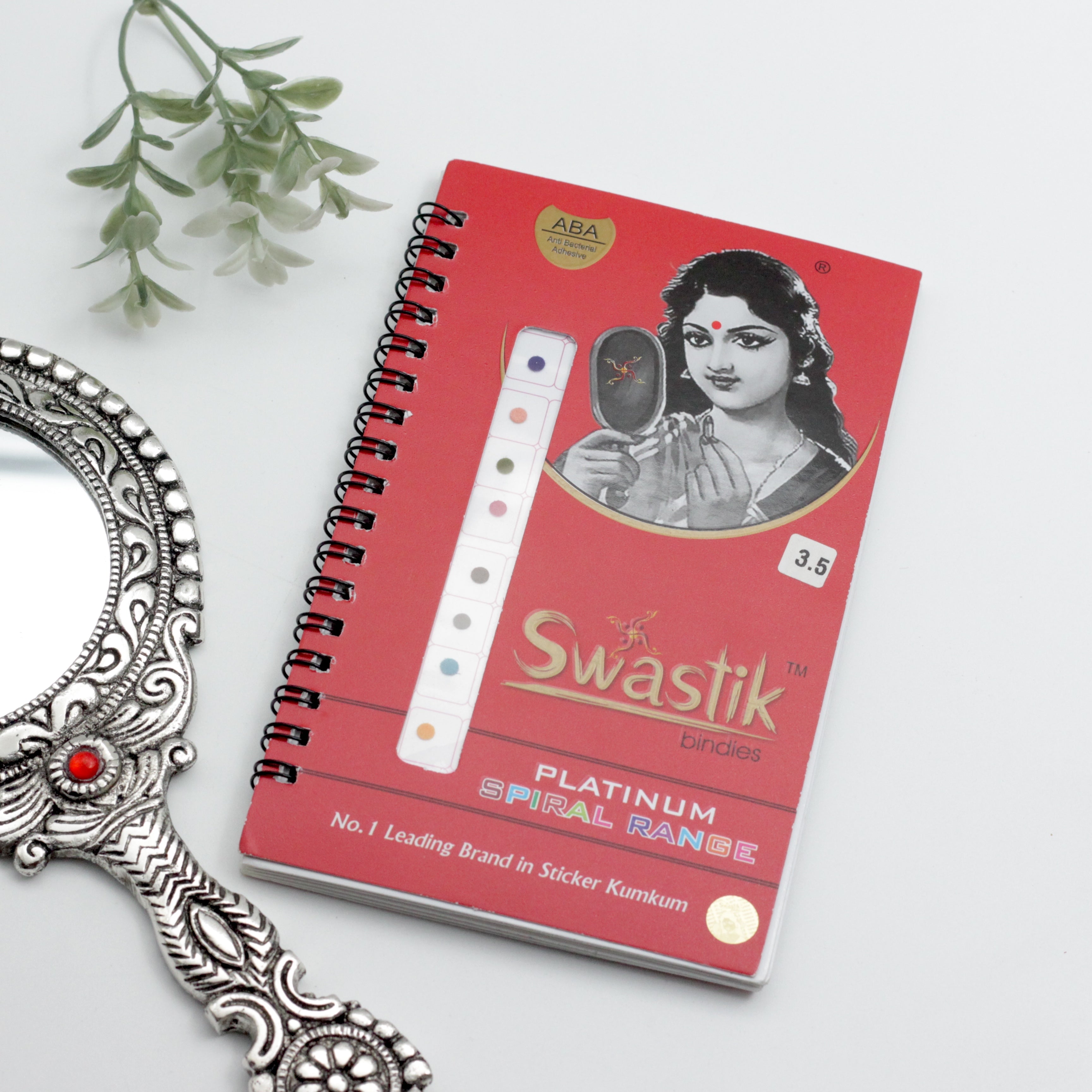 Round Multicolour Plain Velvet Bridal Bindis Sticker Kumkum Spiral Book - Size: 3.5 - Swastik