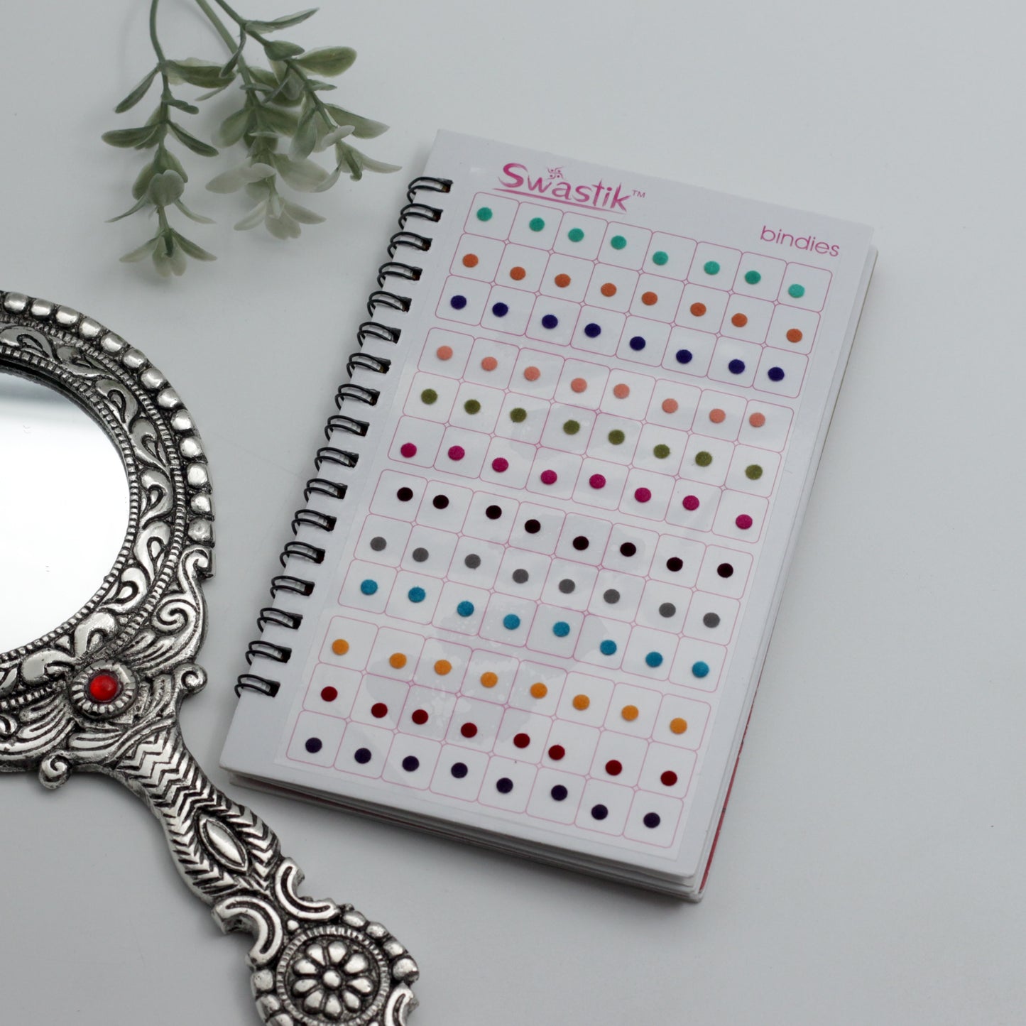 Round Multicolour Plain Velvet Bridal Bindis Sticker Kumkum Spiral Book - Size: 3.5 - Swastik