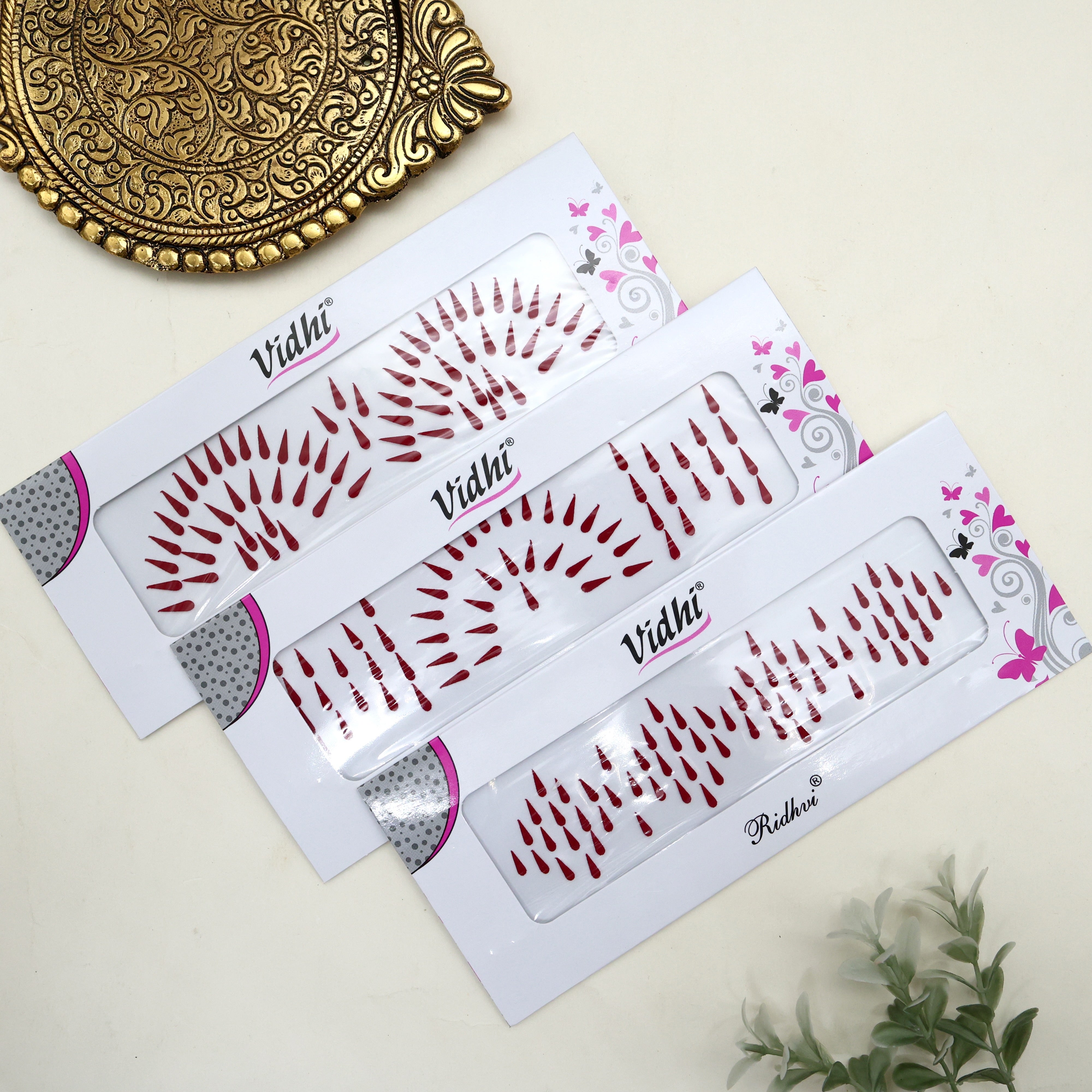 MAROON PLAIN TILAKAM STICKER BINDIS - TILAK STICKER POTTU BINDIS (PACK OF 3 SMALL, MEDIUM & BIG SIZE BINDIS)