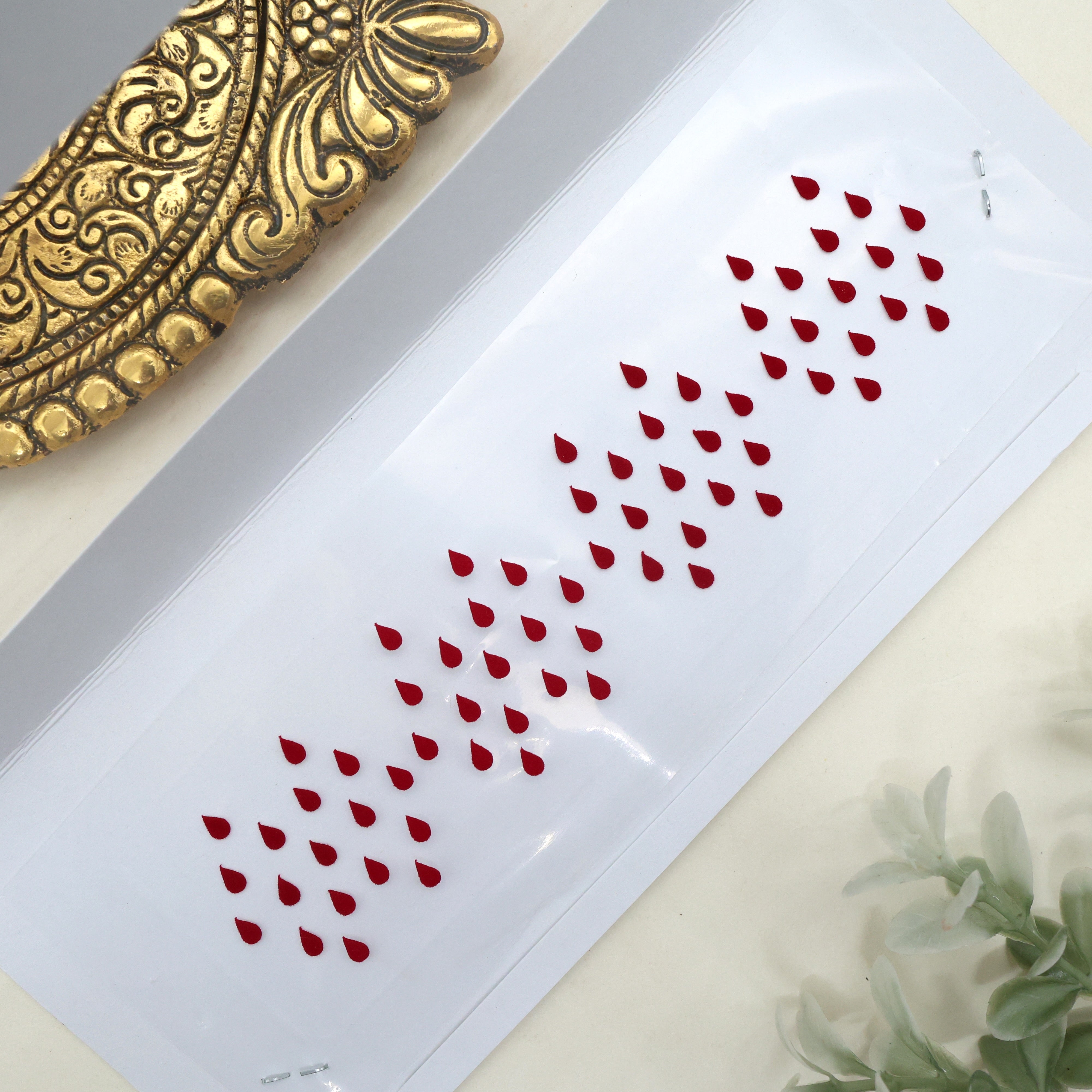 MAROON PLAIN SHORT TILAK STICKER BINDIS - TILAK STICKER POTTU BINDIS (PACK OF 3 SMALL, MEDIUM & BIG SIZE BINDIS)