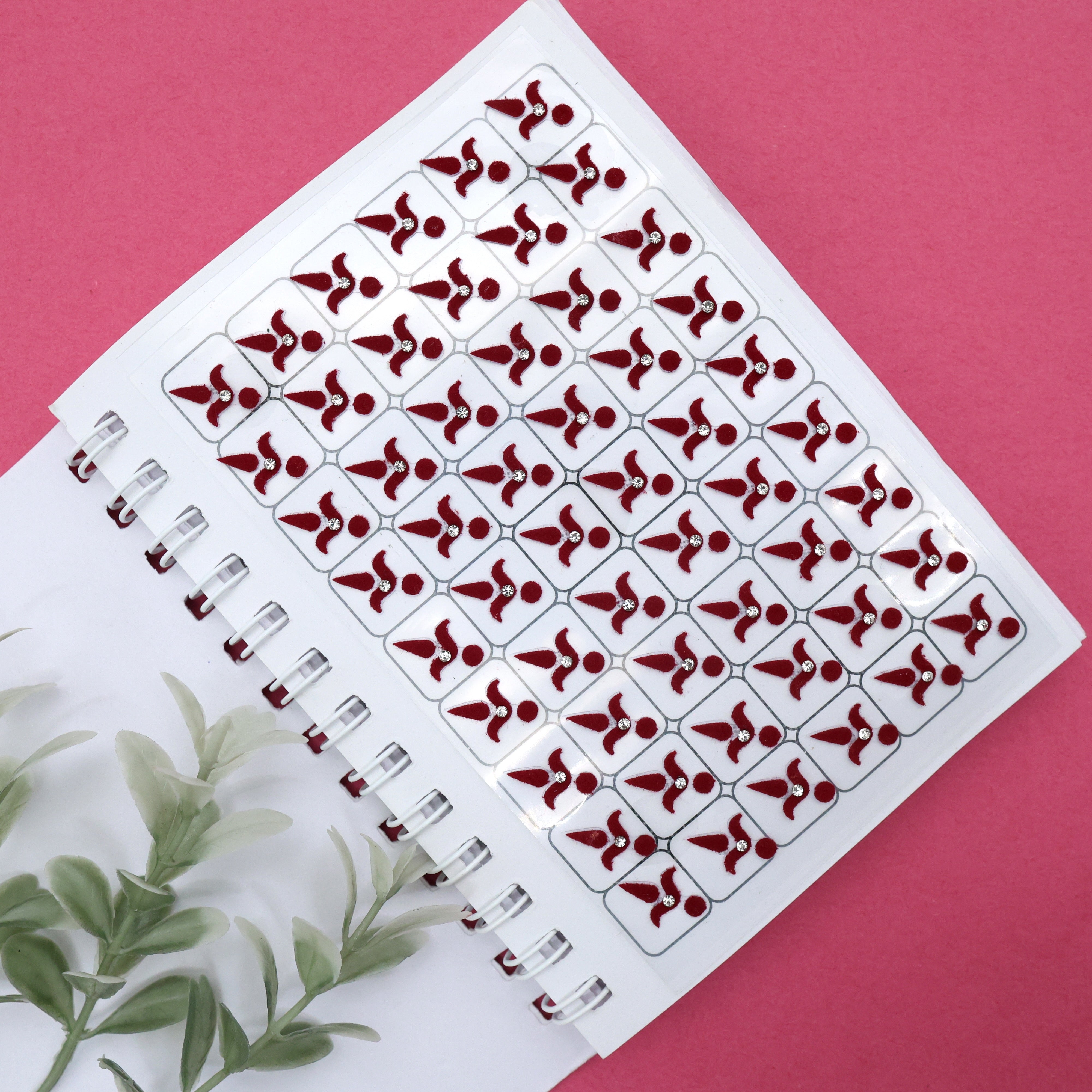 Premium Maroon Stone Work Medium Size Kalayanam Bindis - Kalayana Tilakam Sticker Bindis - K2