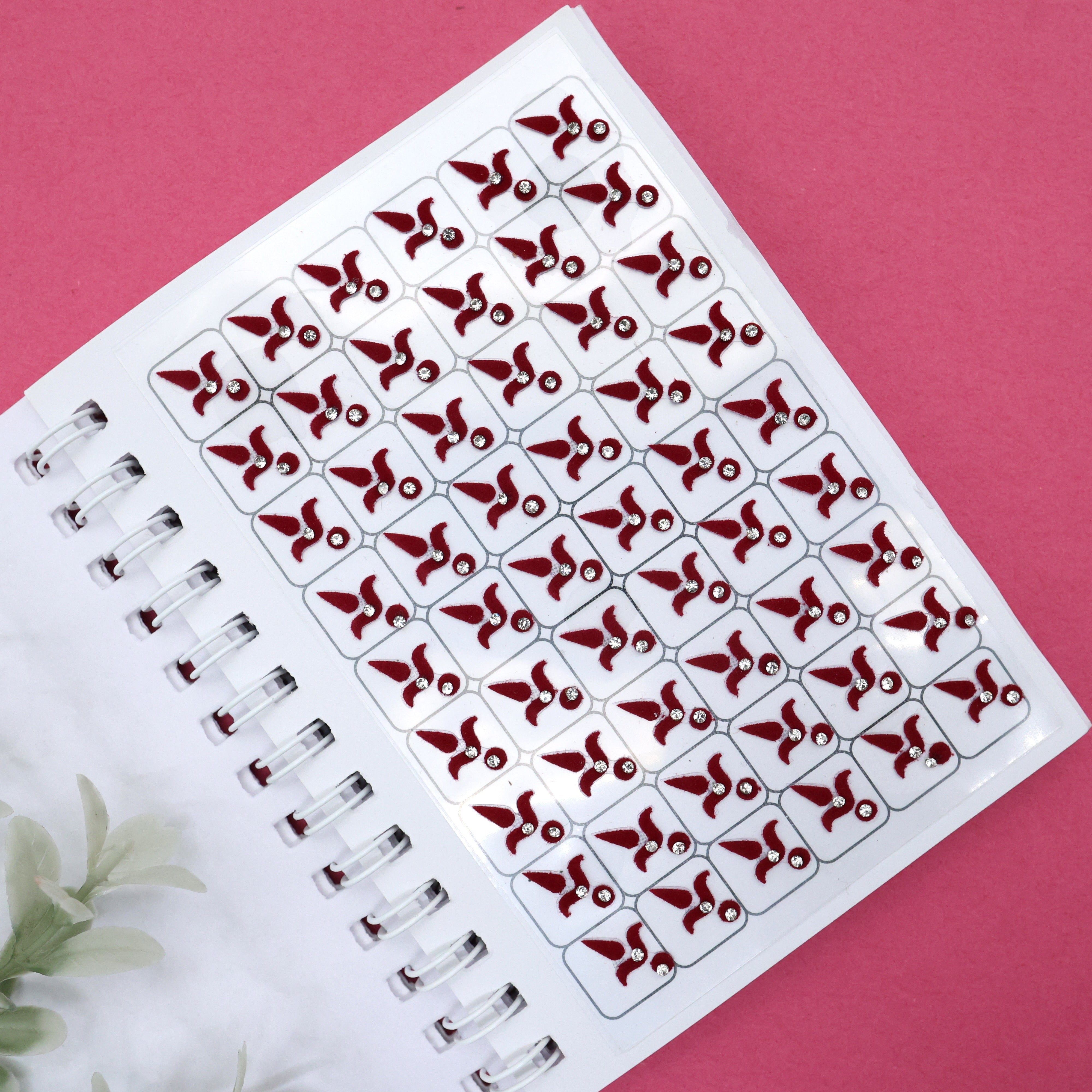 Premium Maroon Stone Work Medium Size Kalayanam Bindis - Kalayana Tilakam Sticker Bindis - K2