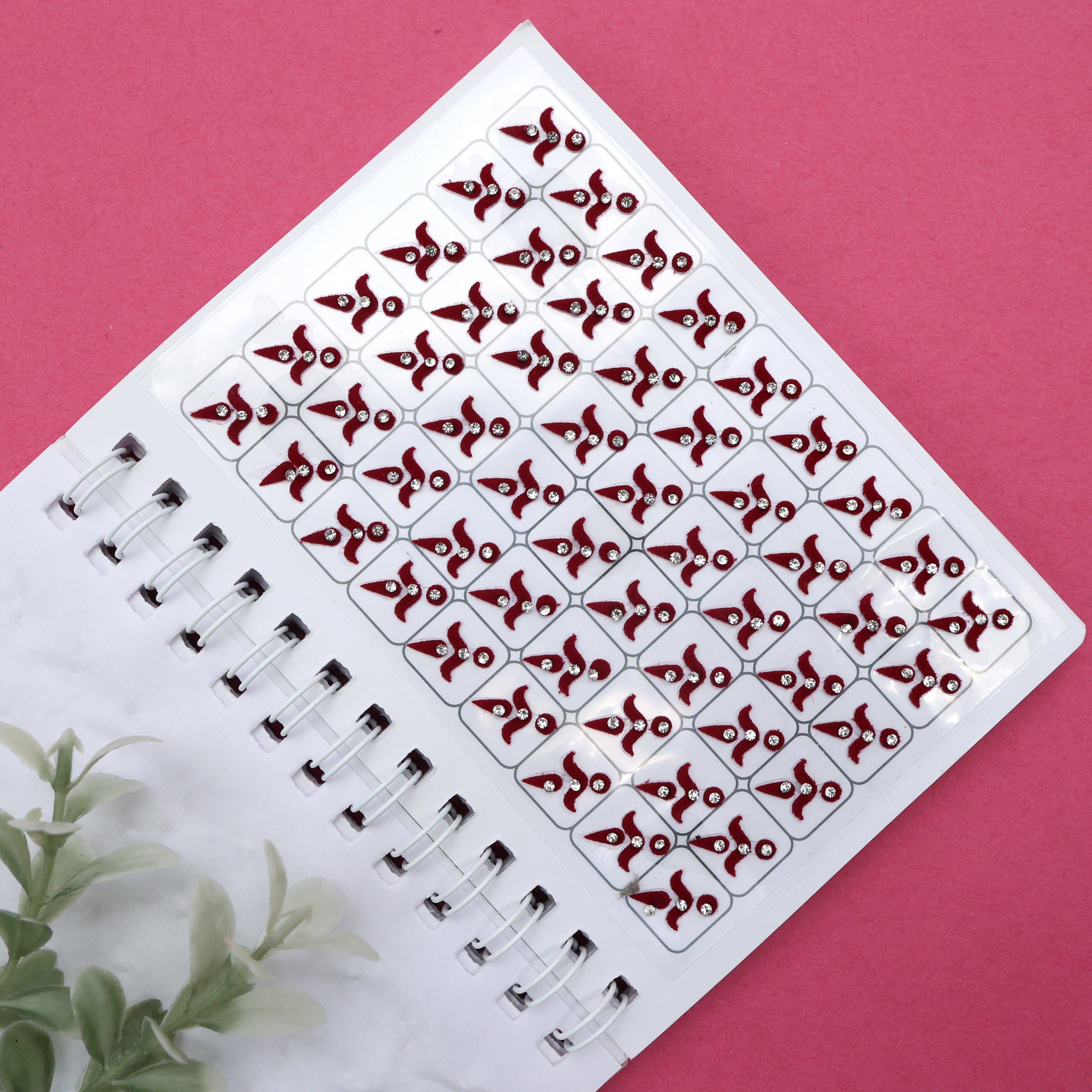 Premium Maroon Stone Work Medium Size Kalayanam Bindis - Kalayana Tilakam Sticker Bindis - K2