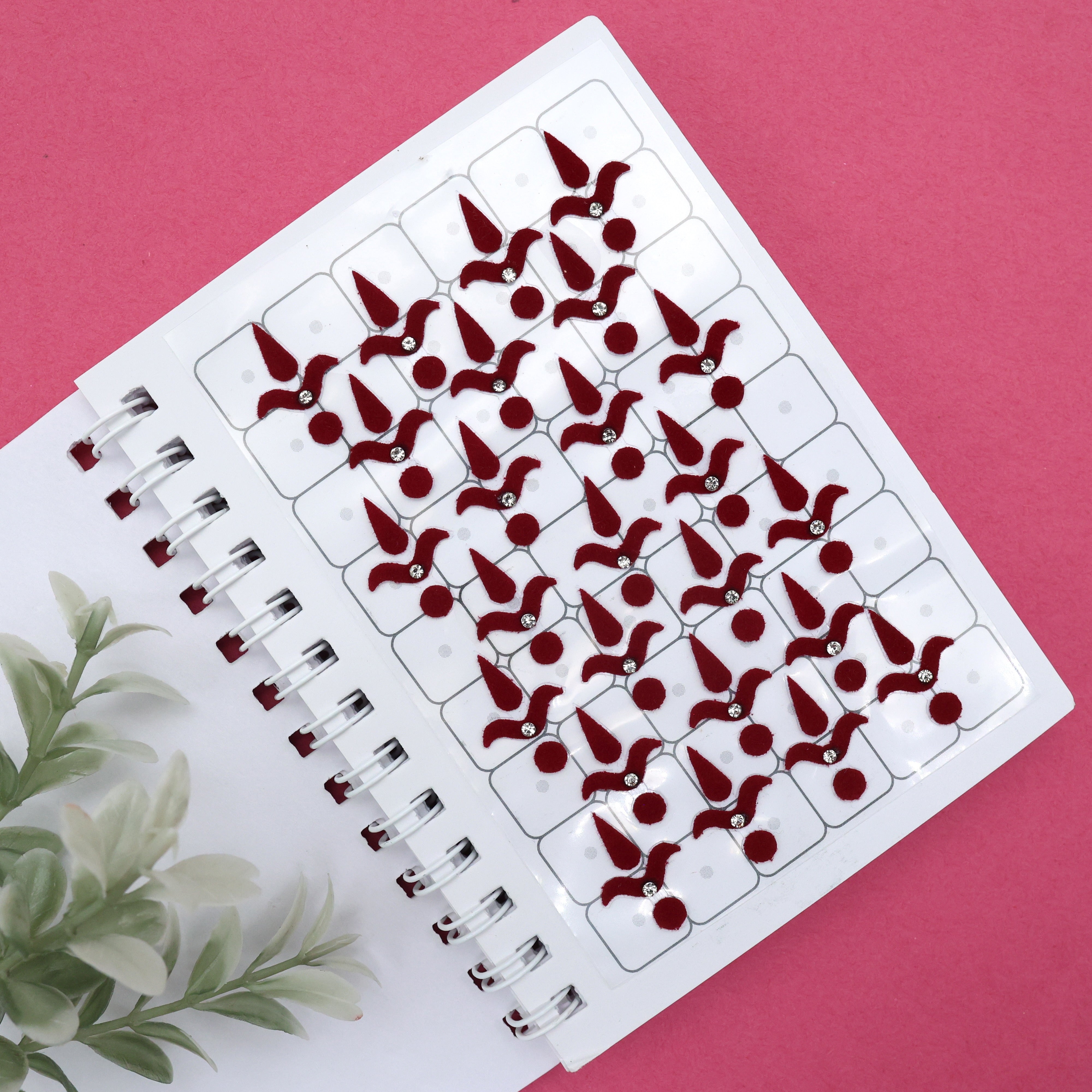 PREMIUM MAROON STONE WORK BIG SIZE KALAYANAM BINDIS - KALAYANA TILAKAM STICKER BINDIS - K4