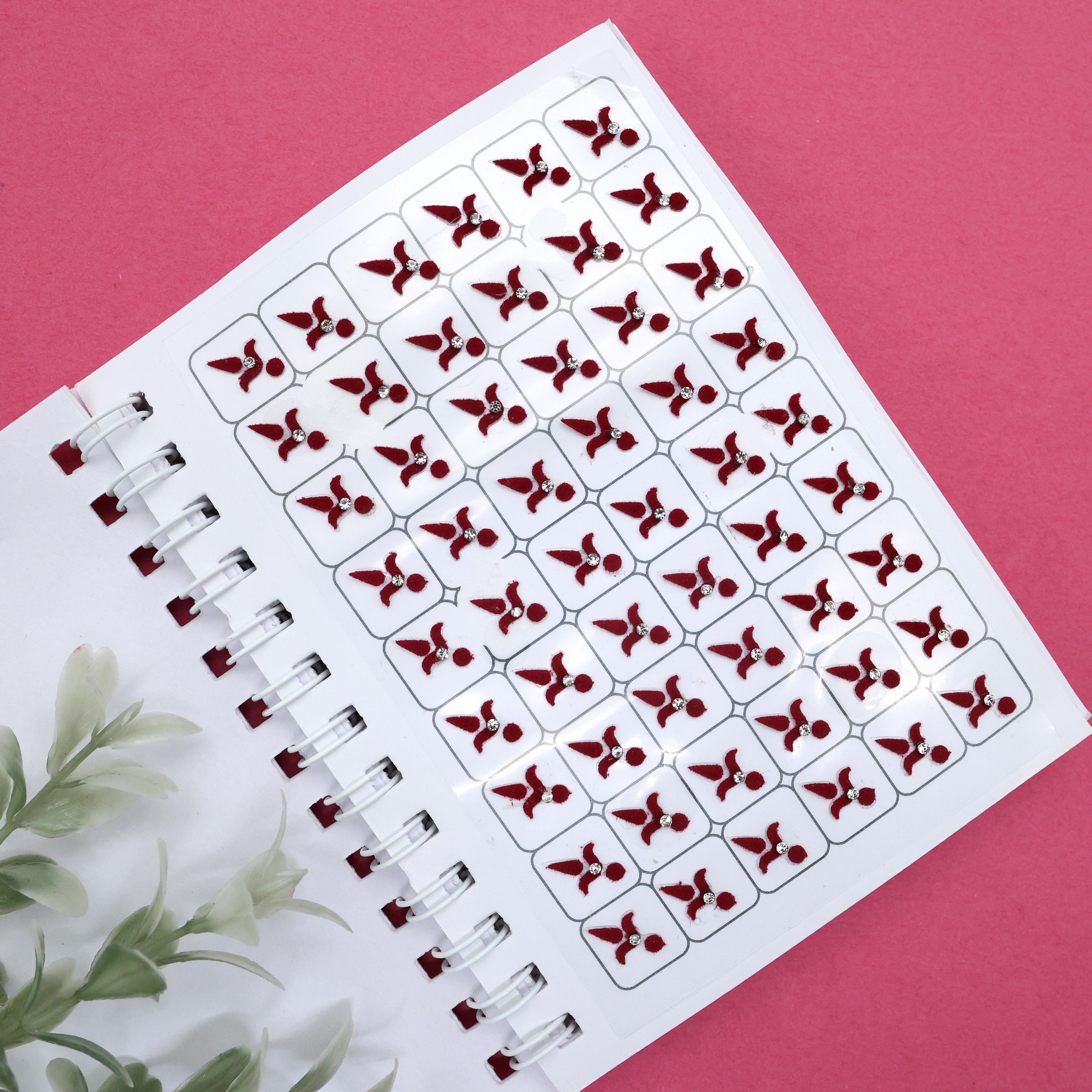 Premium Maroon Stone Work Small Size Kalayanam Bindis - Kalayana Tilakam Sticker Bindis - K1