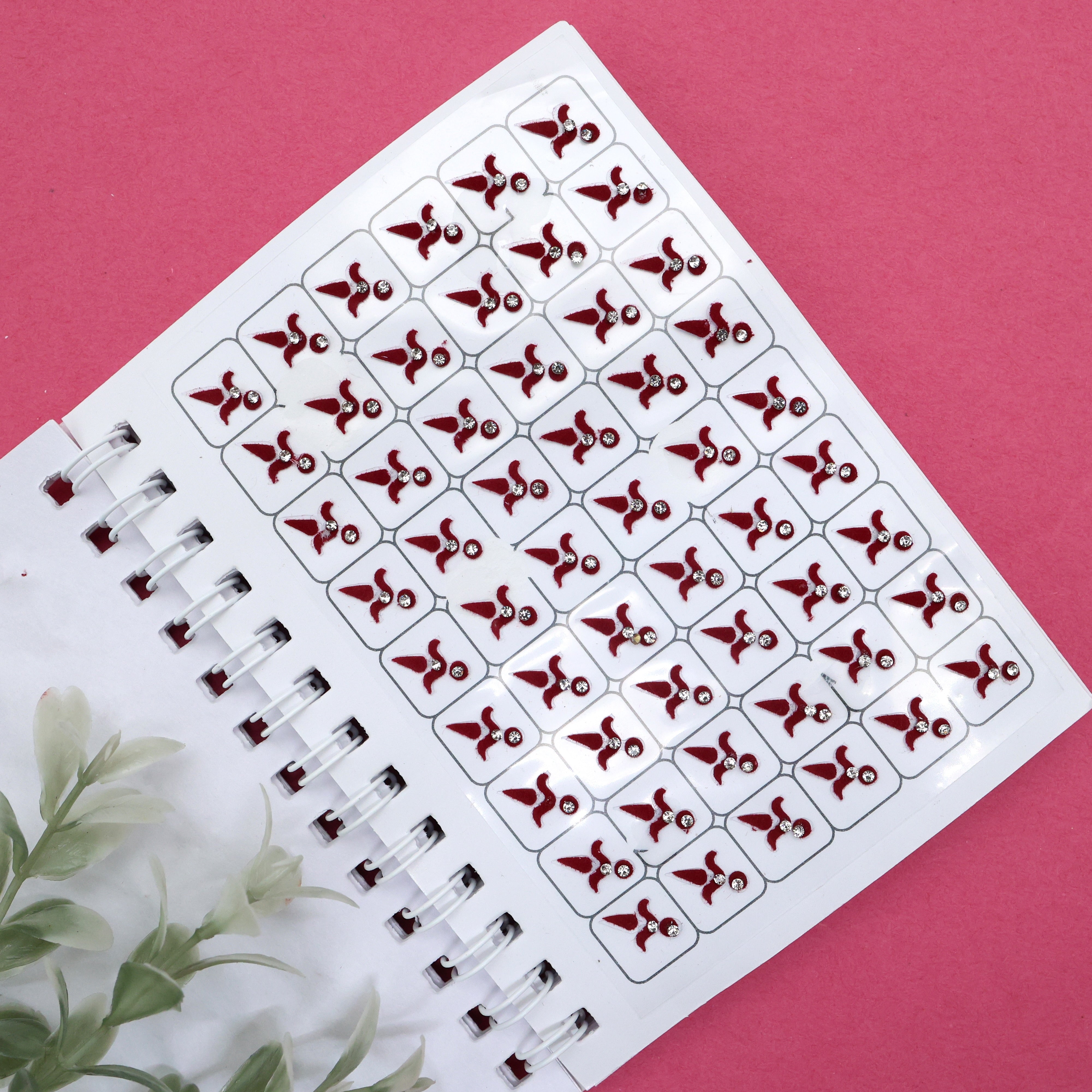 Premium Maroon Stone Work Small Size Kalayanam Bindis - Kalayana Tilakam Sticker Bindis - K1