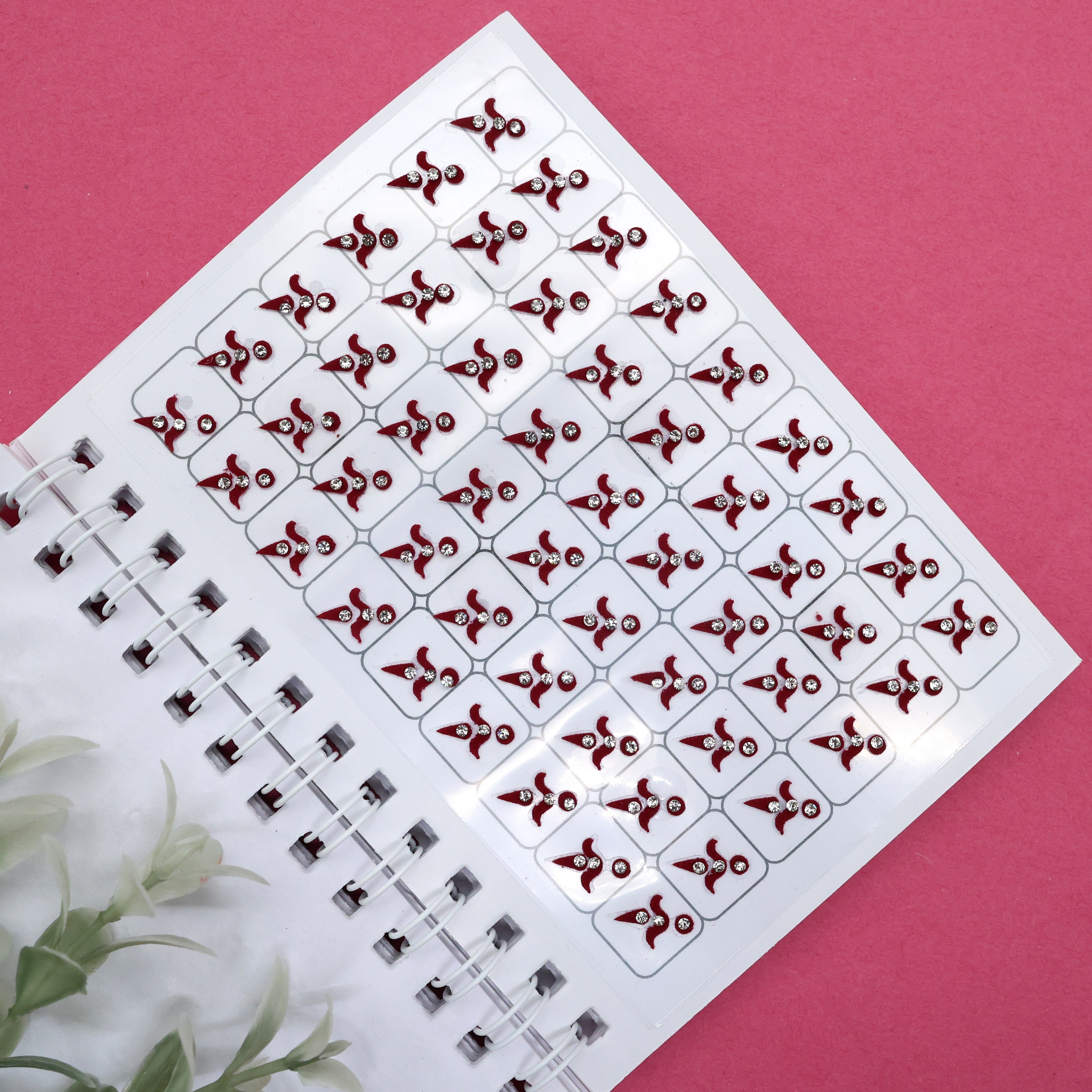 Premium Maroon Stone Work Small Size Kalayanam Bindis - Kalayana Tilakam Sticker Bindis - K1