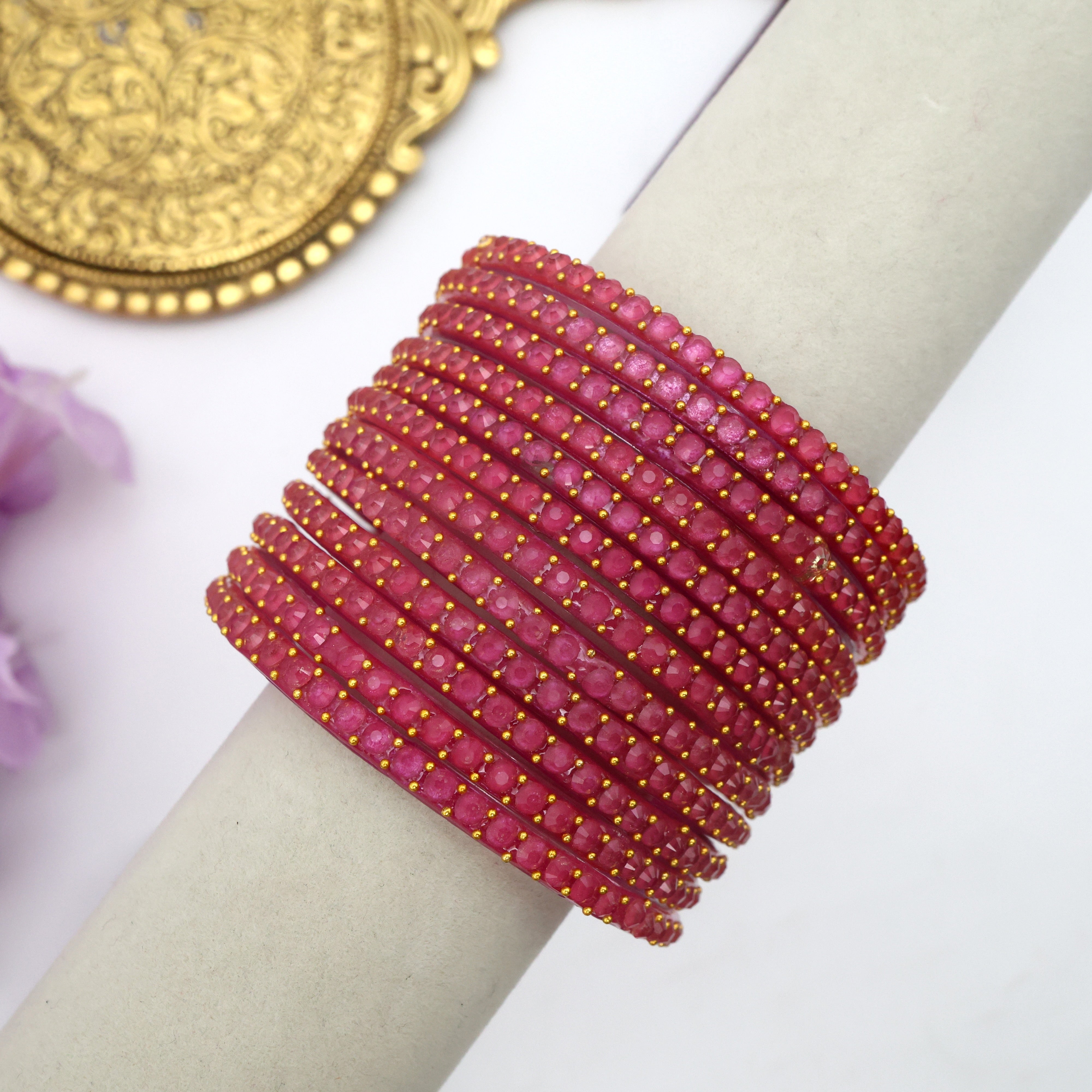 Premium Water Drops Glass Bangles - One Dozen