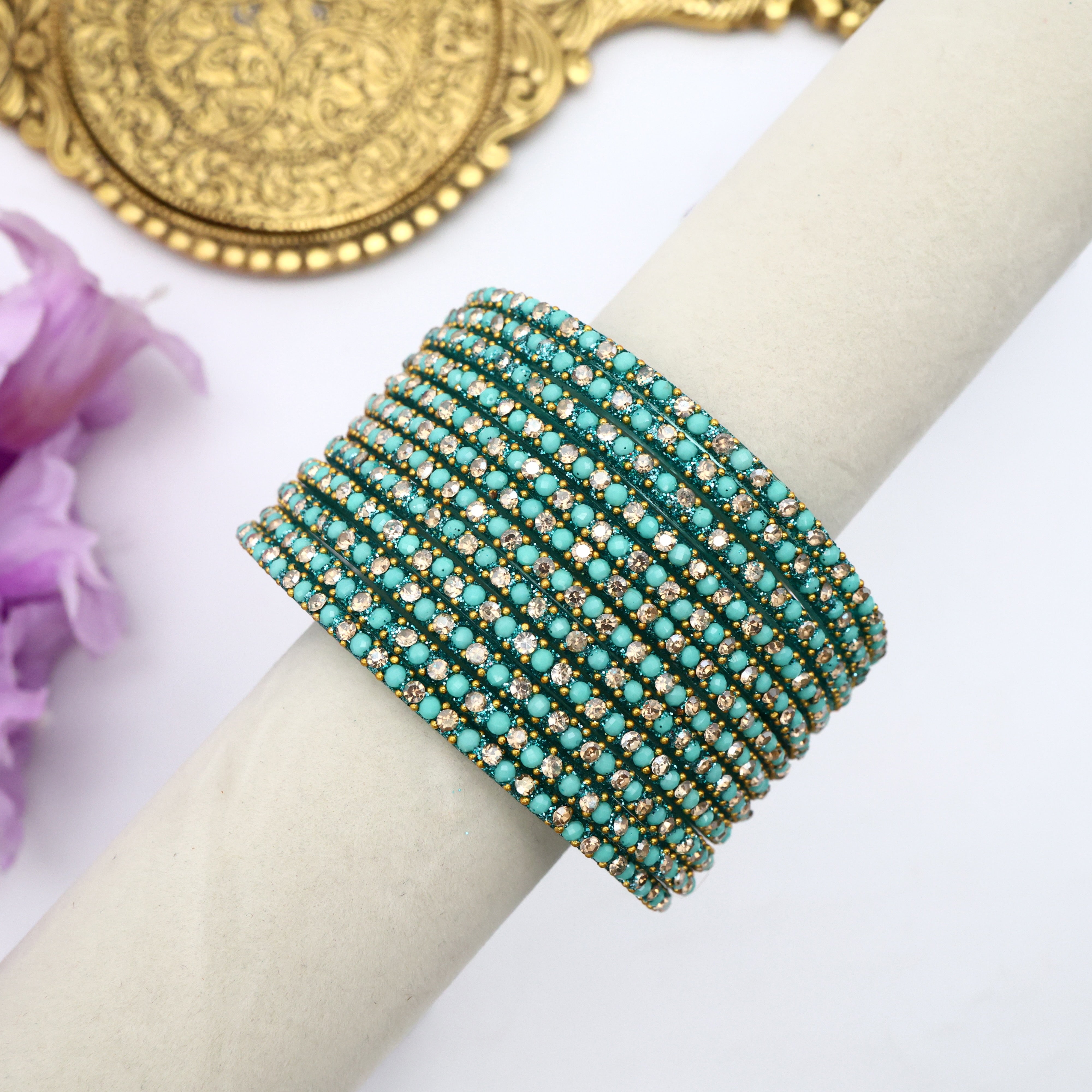 Premium Stonework Water Drop Glass Bangles