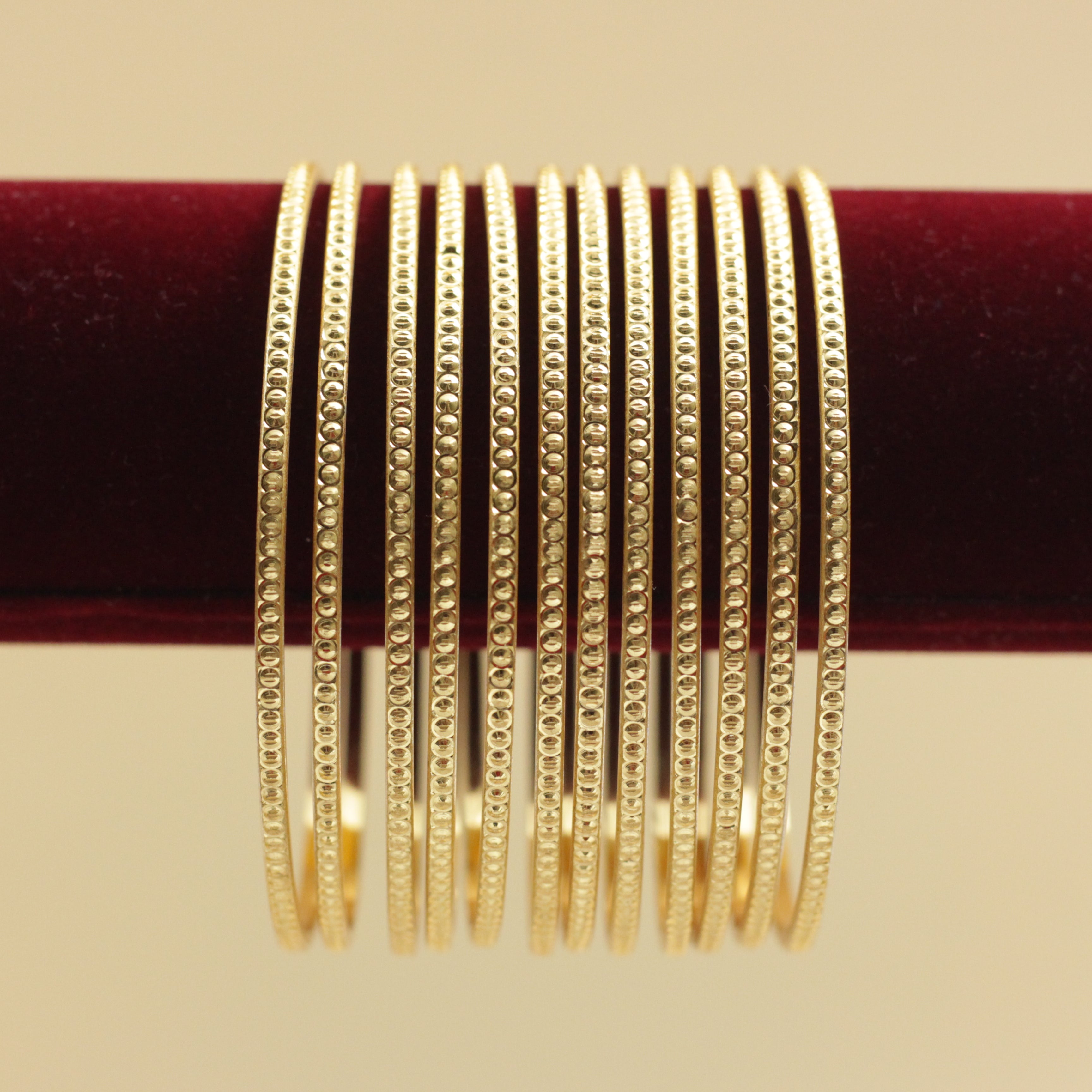 Real Gold Tone Set of 12 Bangles - SS016 - Daily Wear/Office Wear/Function Wear Bangles