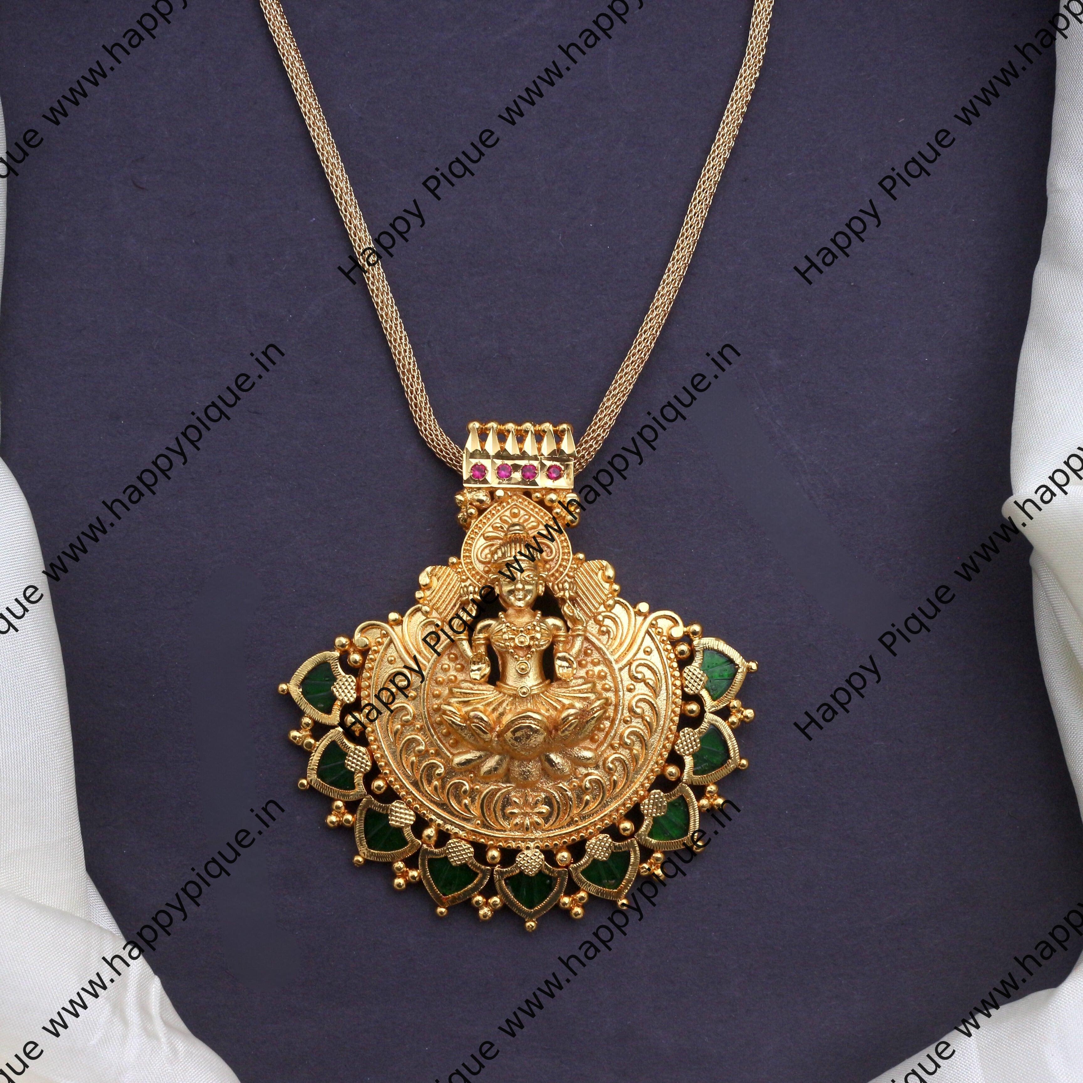 Real Gold Tone Kerala Lakshmi Palakka Pendant Chain