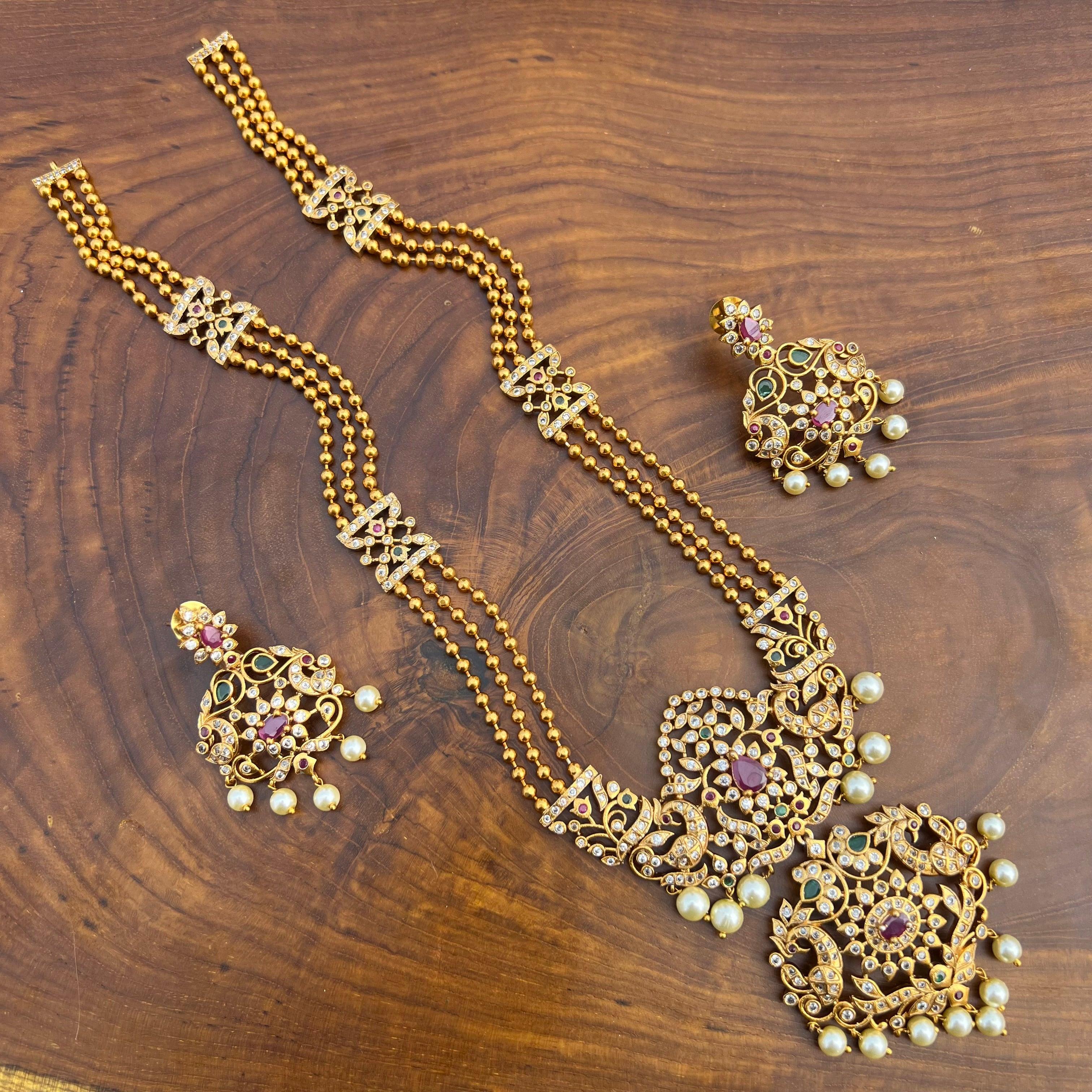 Matte Finish AD Designer Rani Balls Haaram - Happy Pique