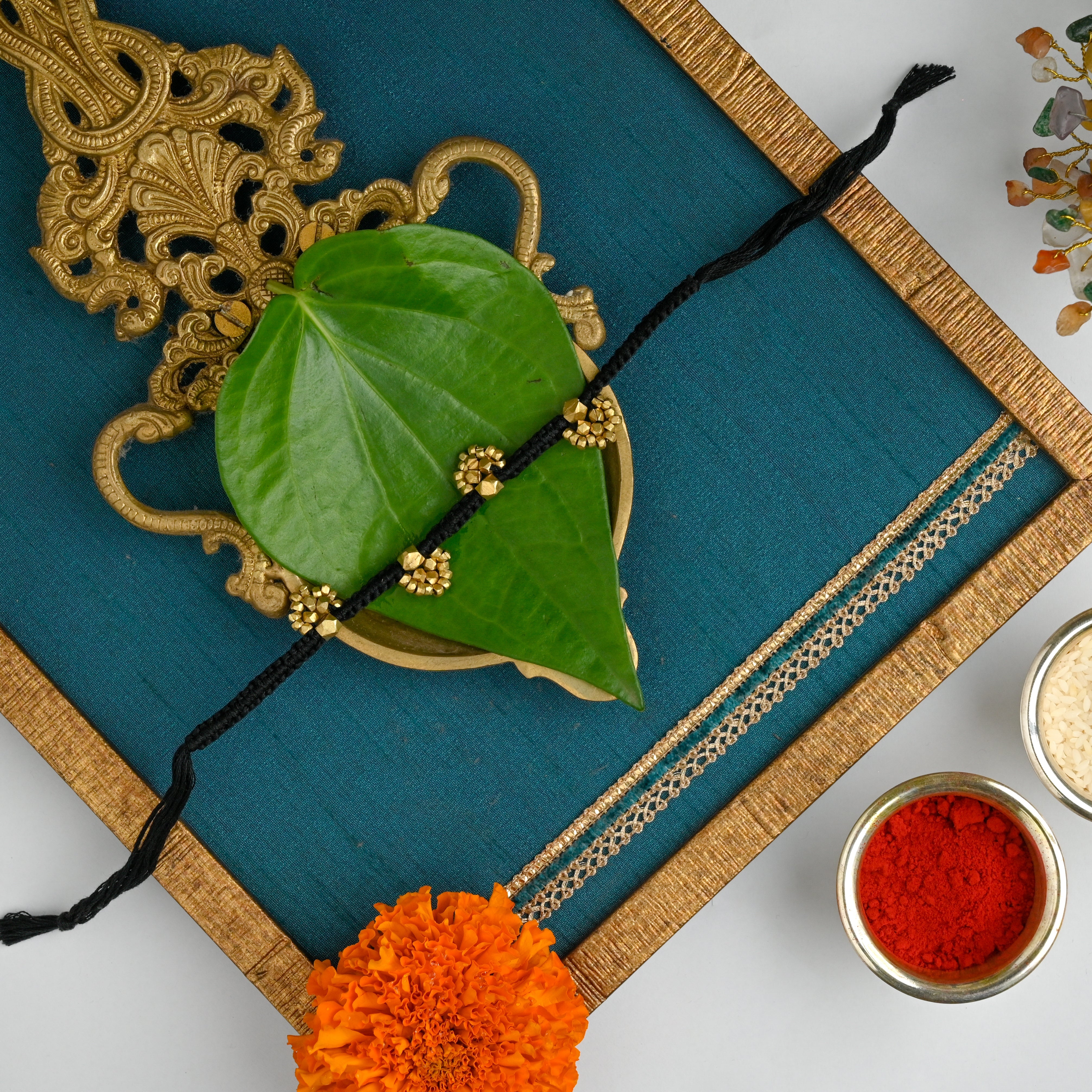 Handmade Dhokra Rakhi - Black - 010