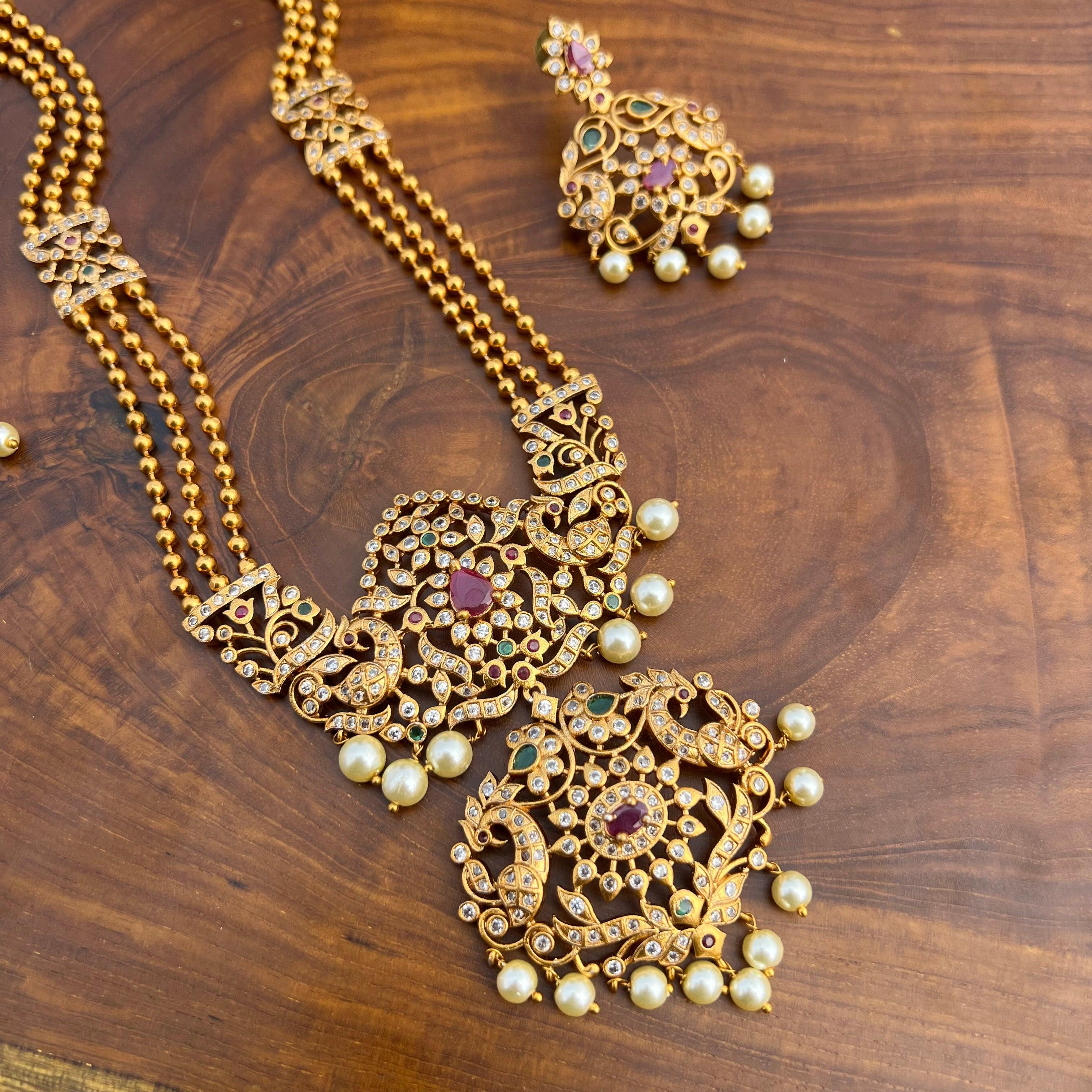 Matte Finish AD Designer Rani Balls Haaram - Happy Pique